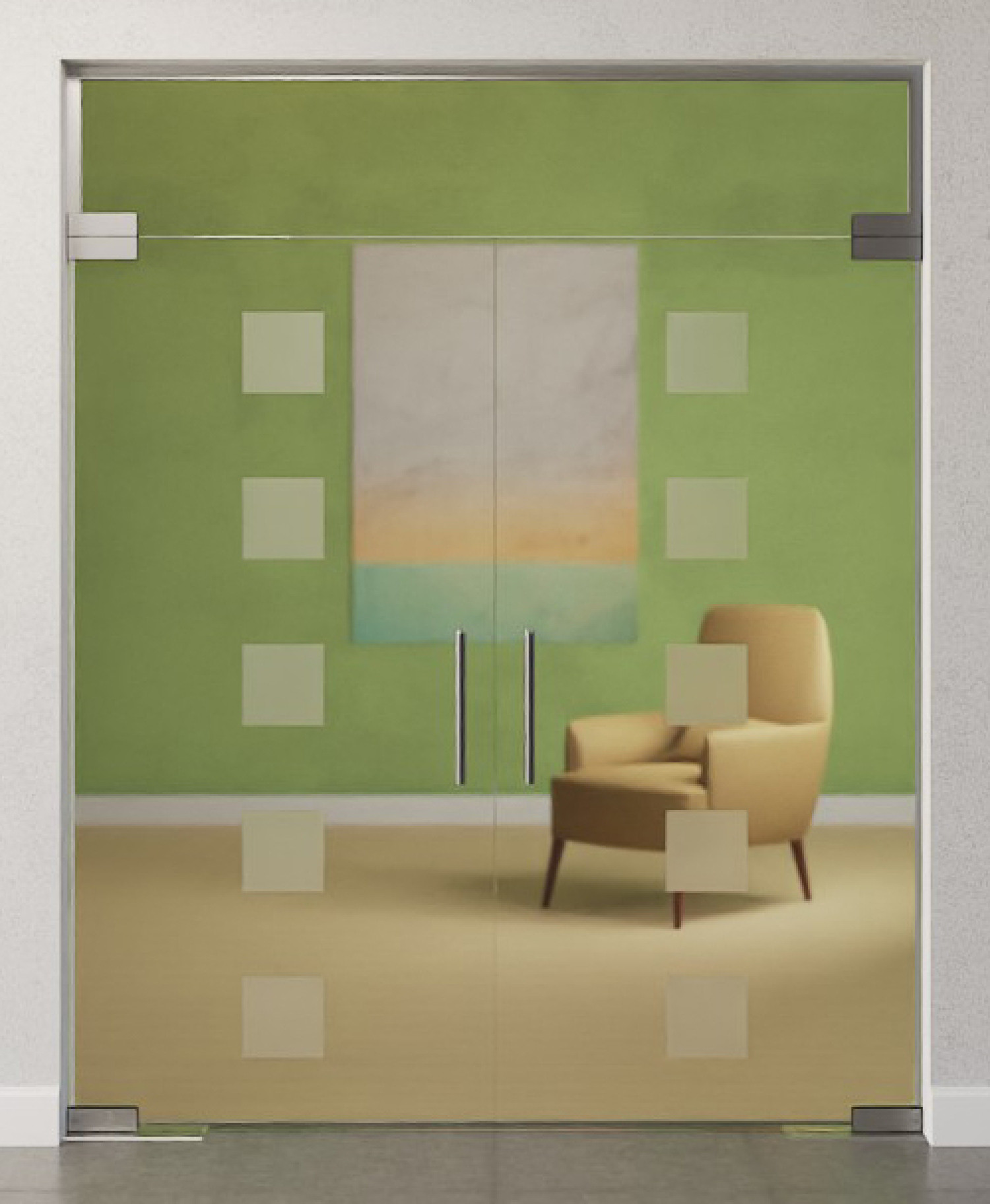 Bild von Cinque Motiv matt 2-flg. Glaspendeltür mit Oberlicht DORMA Mundus BTS Variante 10 - Erkelenz
