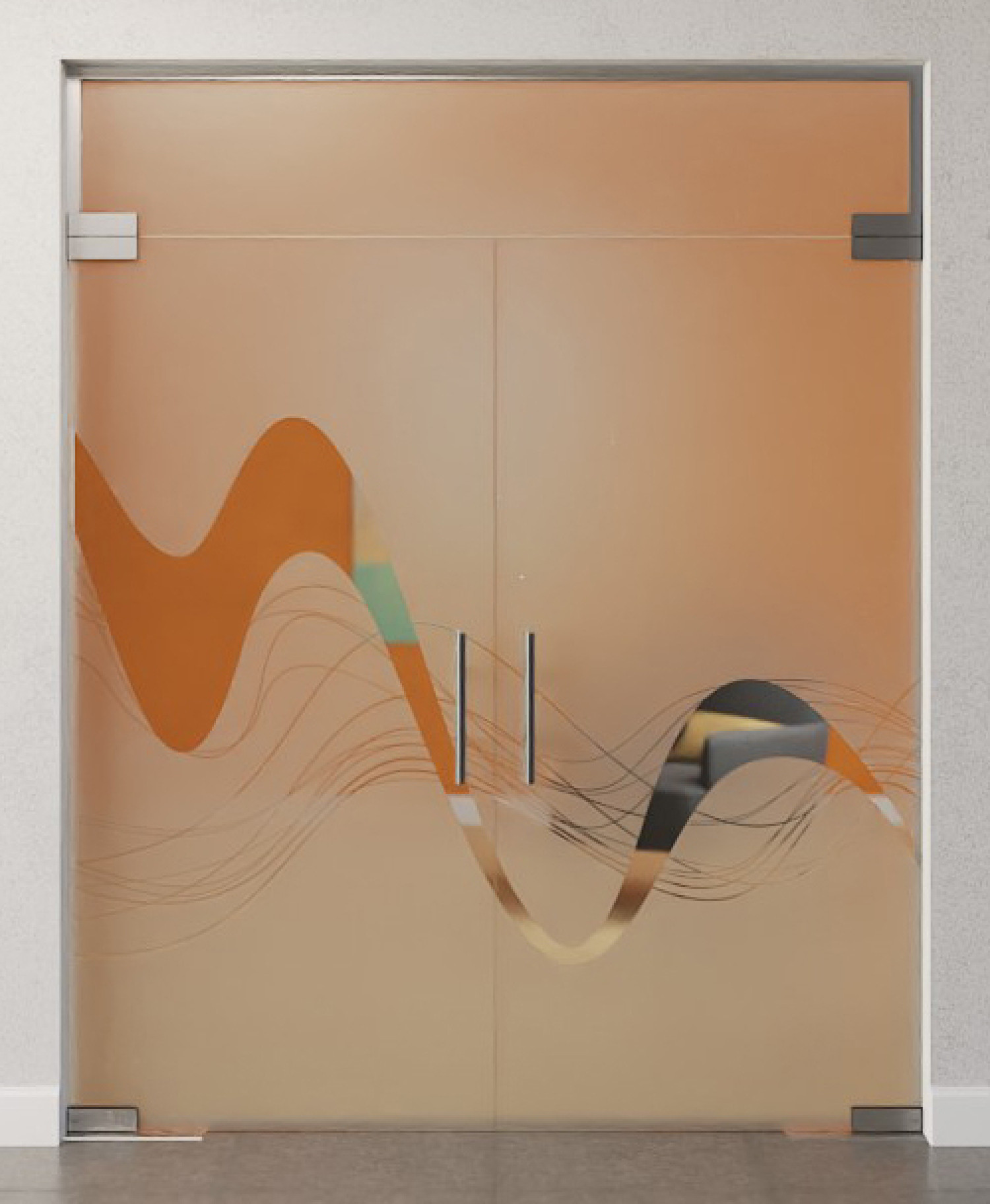 Bild von Sinus 2 Motiv klar 2-flg. Glaspendeltür mit Oberlicht DORMA Mundus BTS Variante 10 - Erkelenz