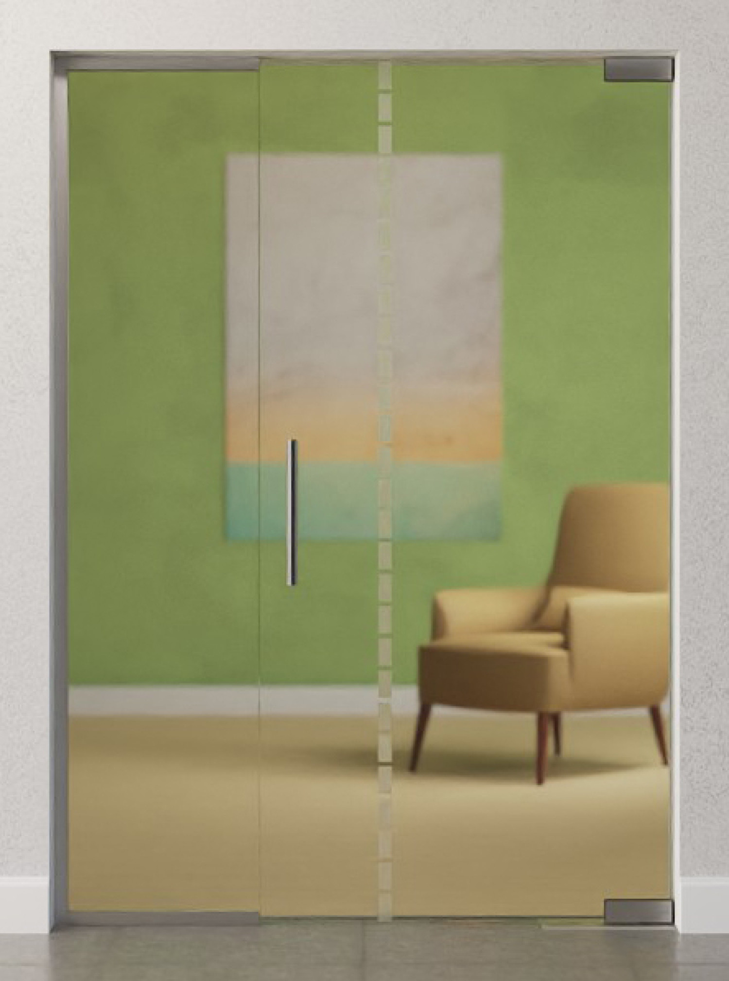 Bild von Algo Motiv matt Glaspendeltür mit festem Seitenteil DORMA Mundus BTS Variante 2 - Erkelenz