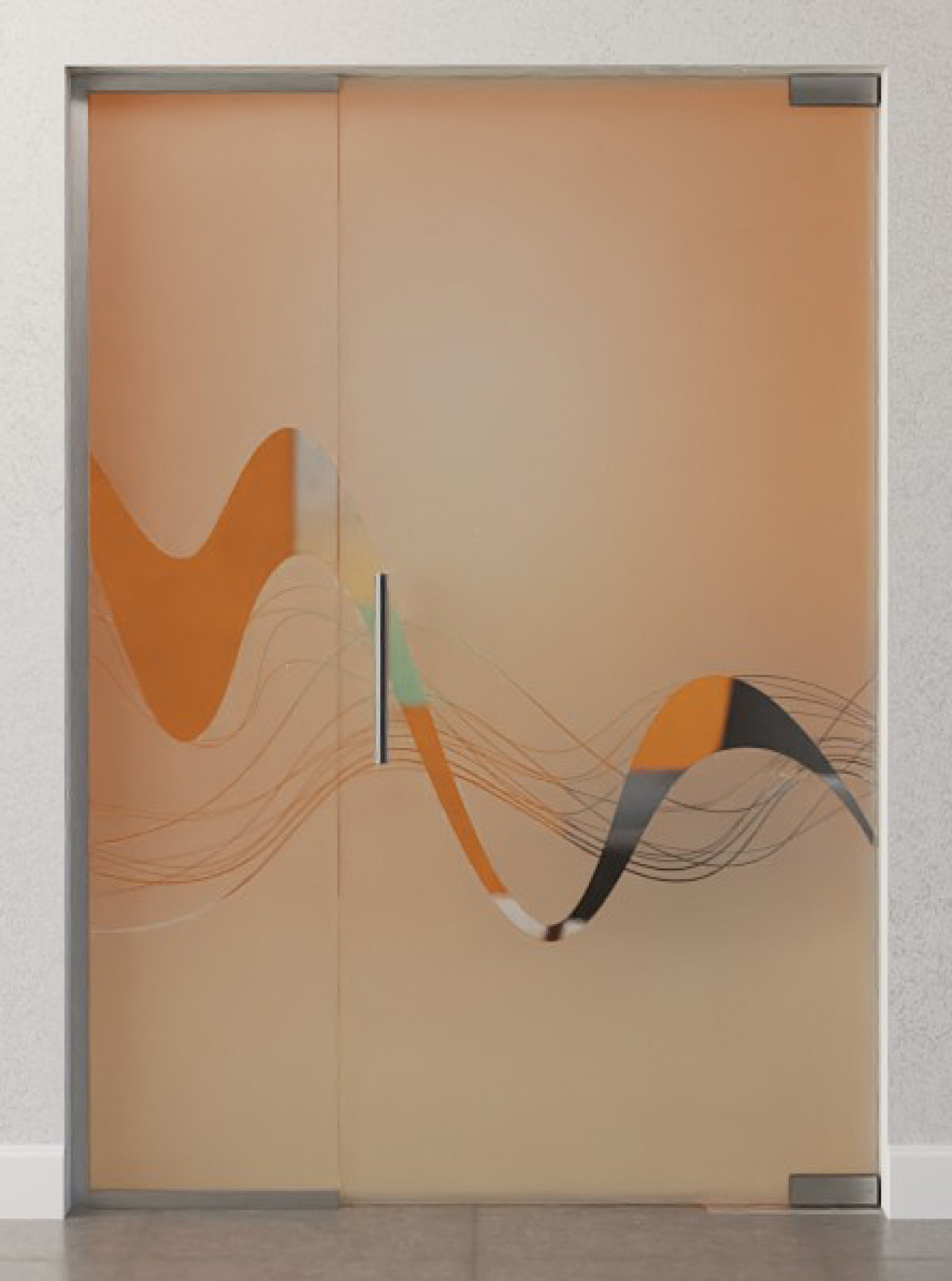 Bild von Sinus 2 Motiv klar Glaspendeltür mit festem Seitenteil DORMA Mundus BTS Variante 2 - Erkelenz
