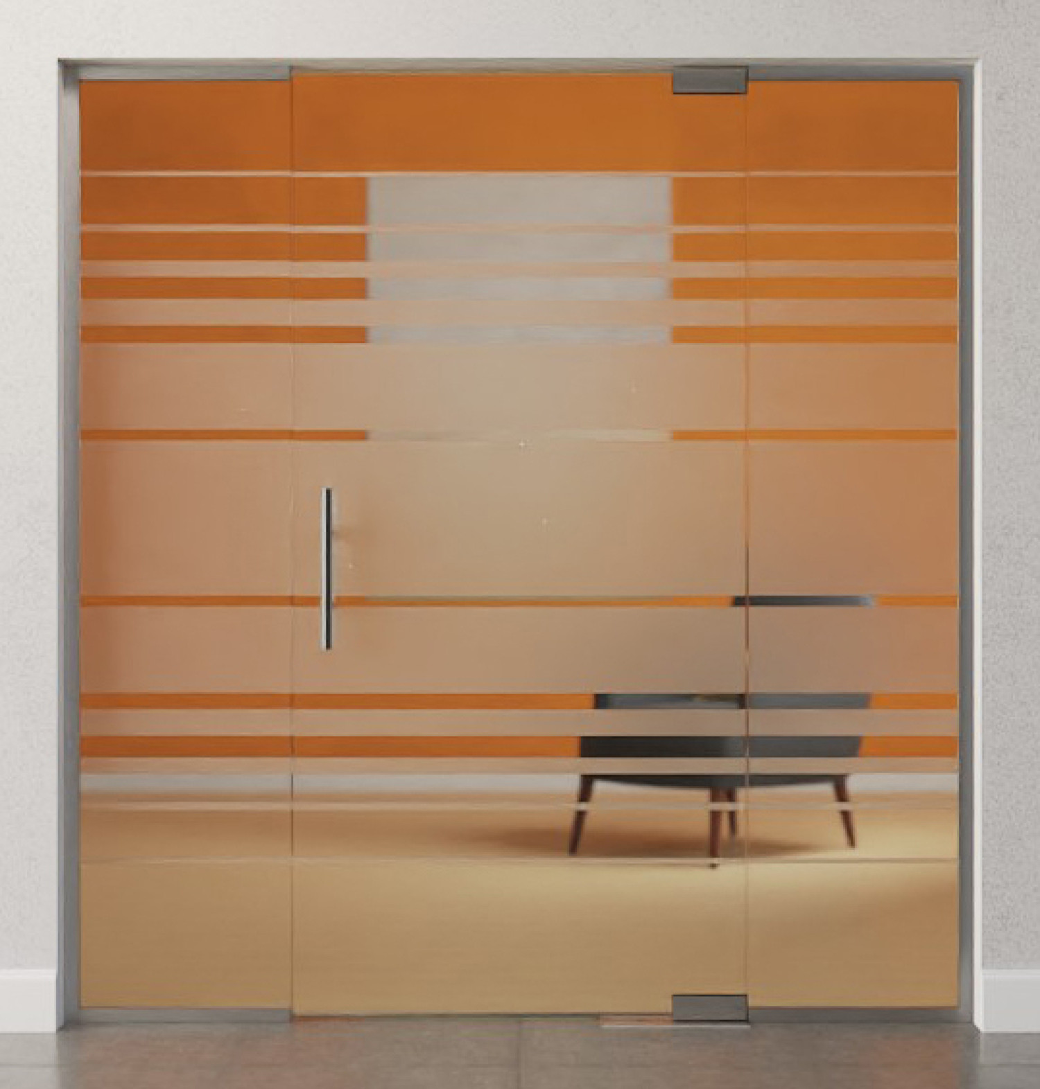 Bild von Selina Motiv matt Glaspendeltür mit zwei festen Seitenteilen DORMA Mundus BTS Variante 3 - Erkelenz