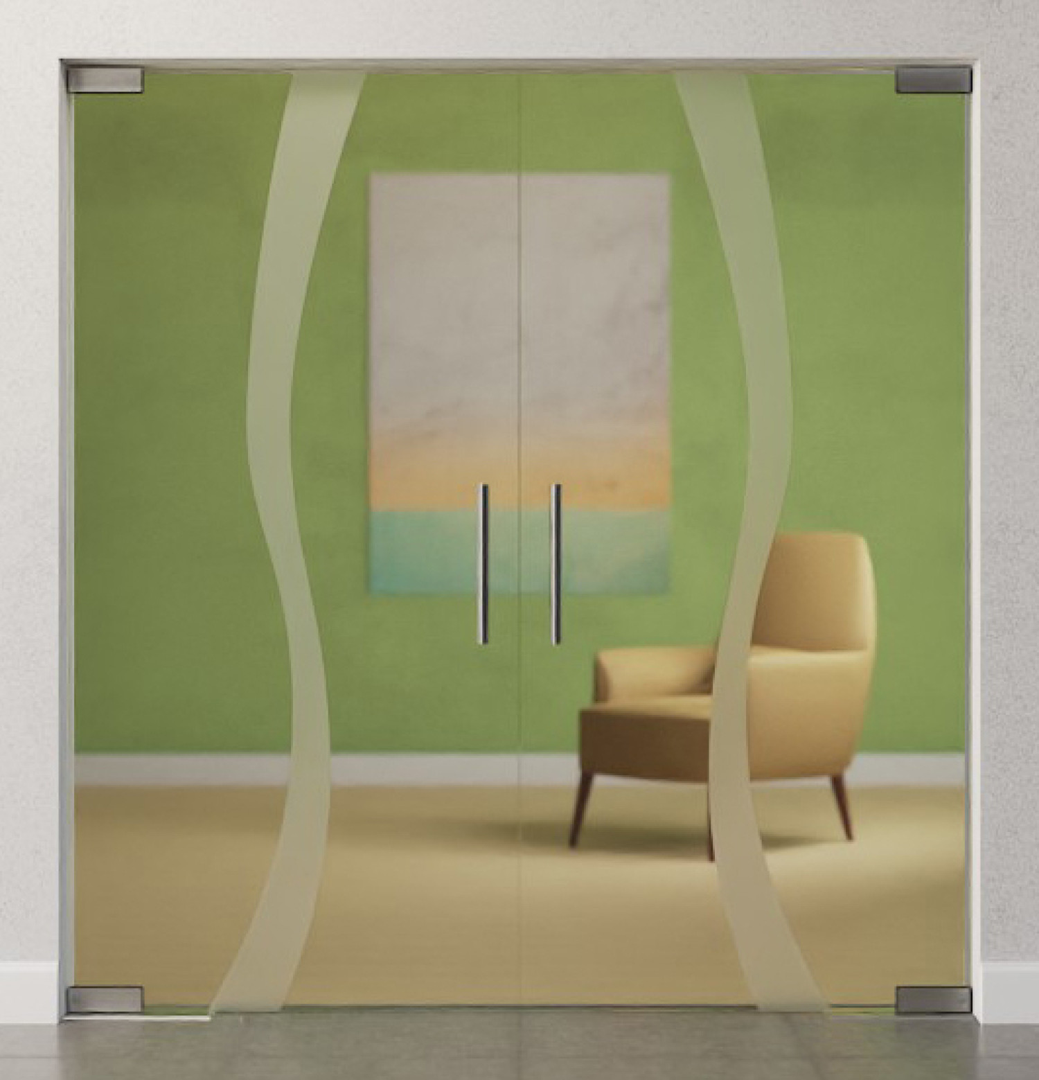 Bild von Bergamo Motiv matt 2-flg. Glaspendeltür DORMA Mundus BTS Variante 4 - Erkelenz