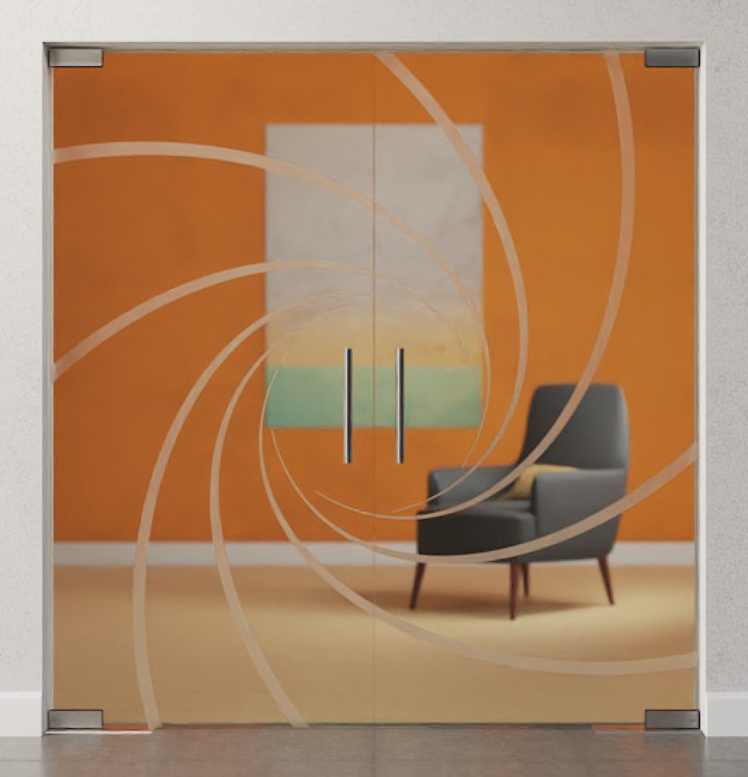 Bild von Cristall Motiv matt 2-flg. Glaspendeltür DORMA Mundus BTS Variante 4 - Erkelenz