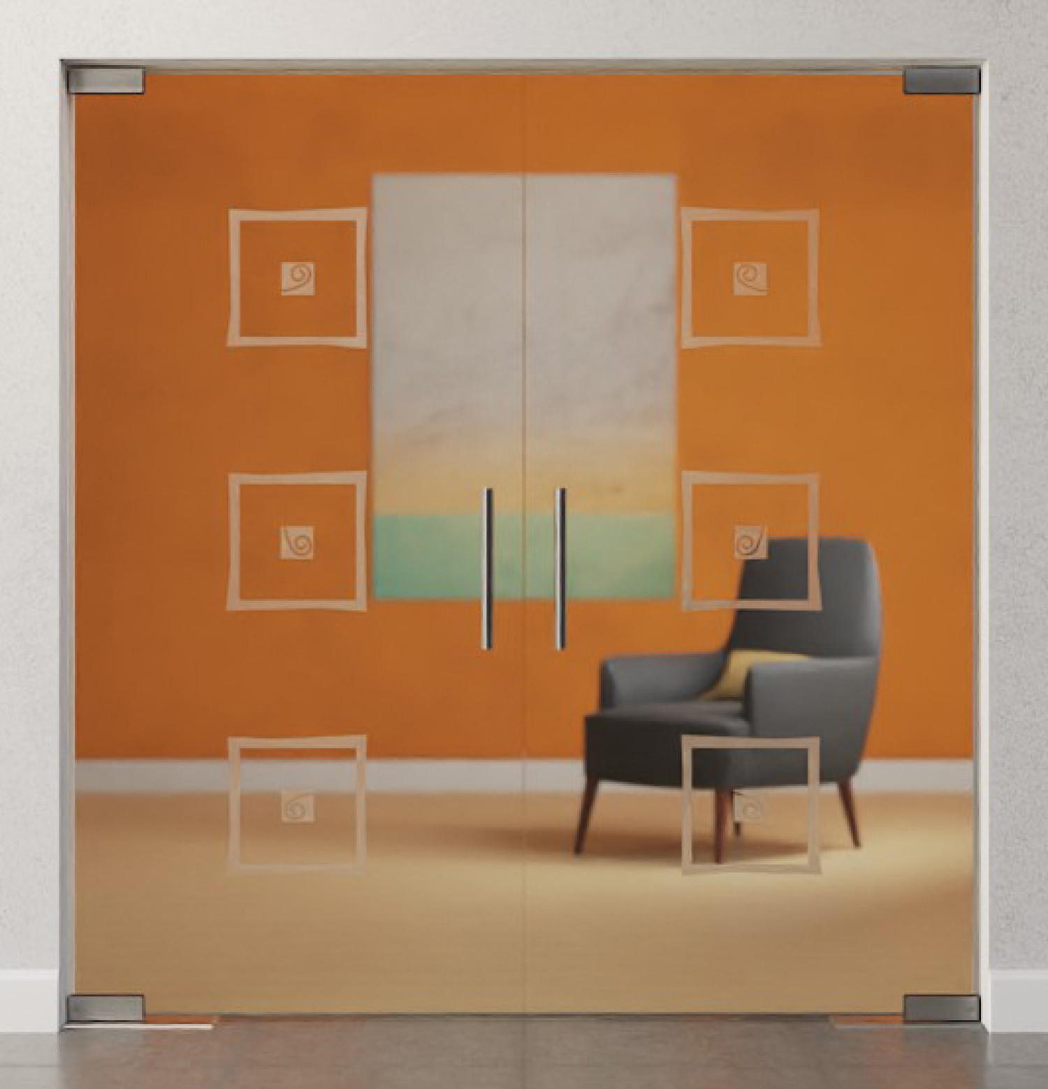 Bild von Pescara Motiv matt 2-flg. Glaspendeltür DORMA Mundus BTS Variante 4 - Erkelenz