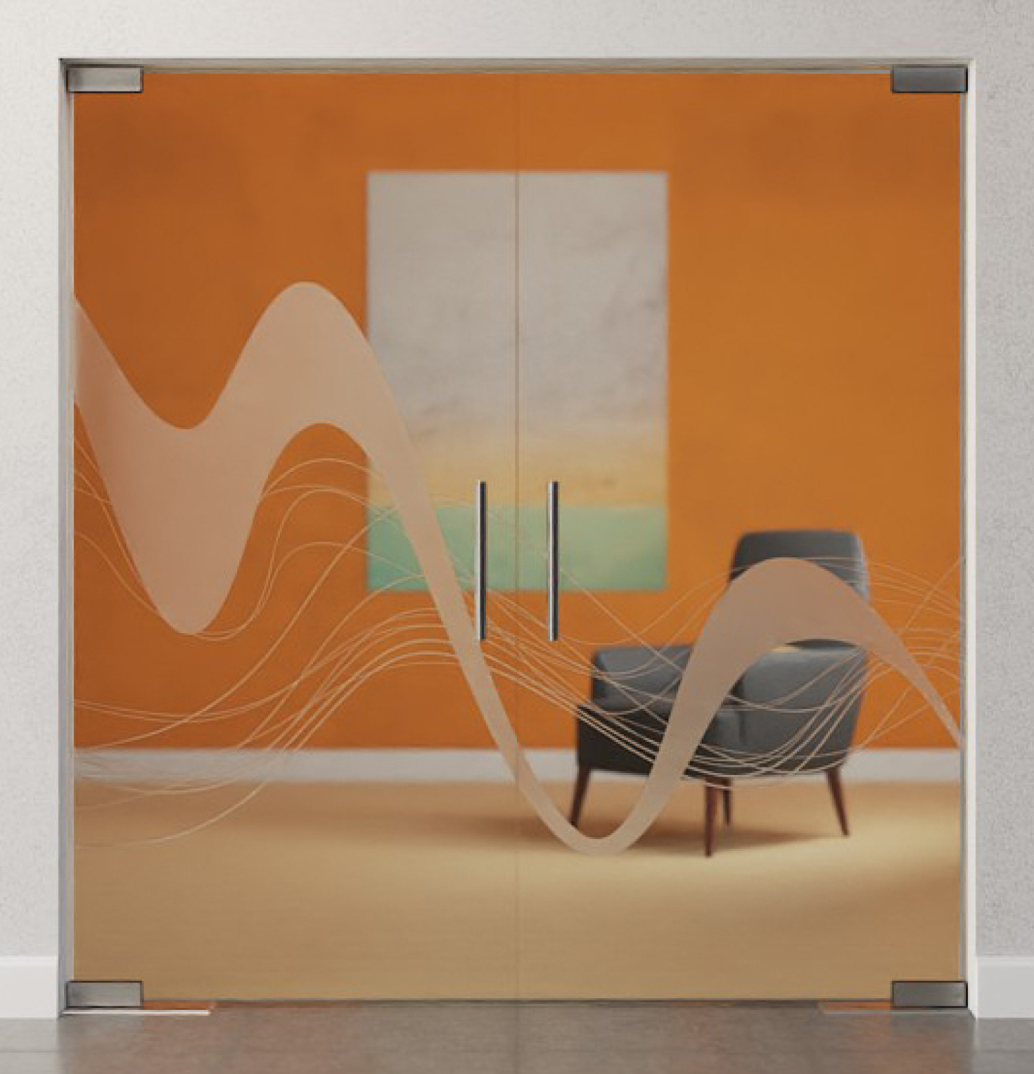 Bild von Sinus 2 Motiv matt 2-flg. Glaspendeltür DORMA Mundus BTS Variante 4 - Erkelenz
