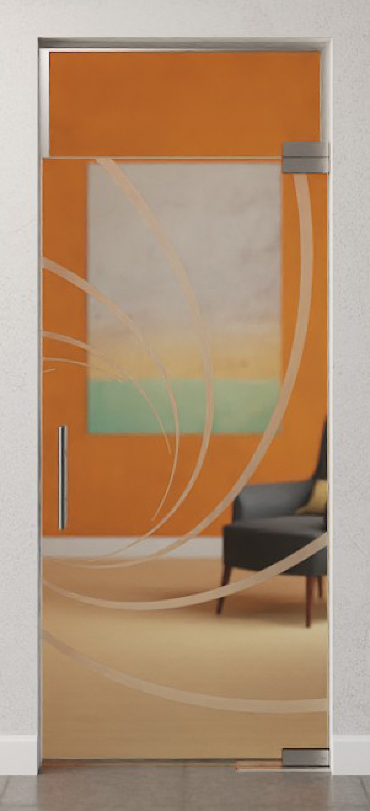 Bild von Cristall Motiv matt Glaspendeltür mit Oberlicht DORMA Mundus BTS Variante 7 - Erkelenz