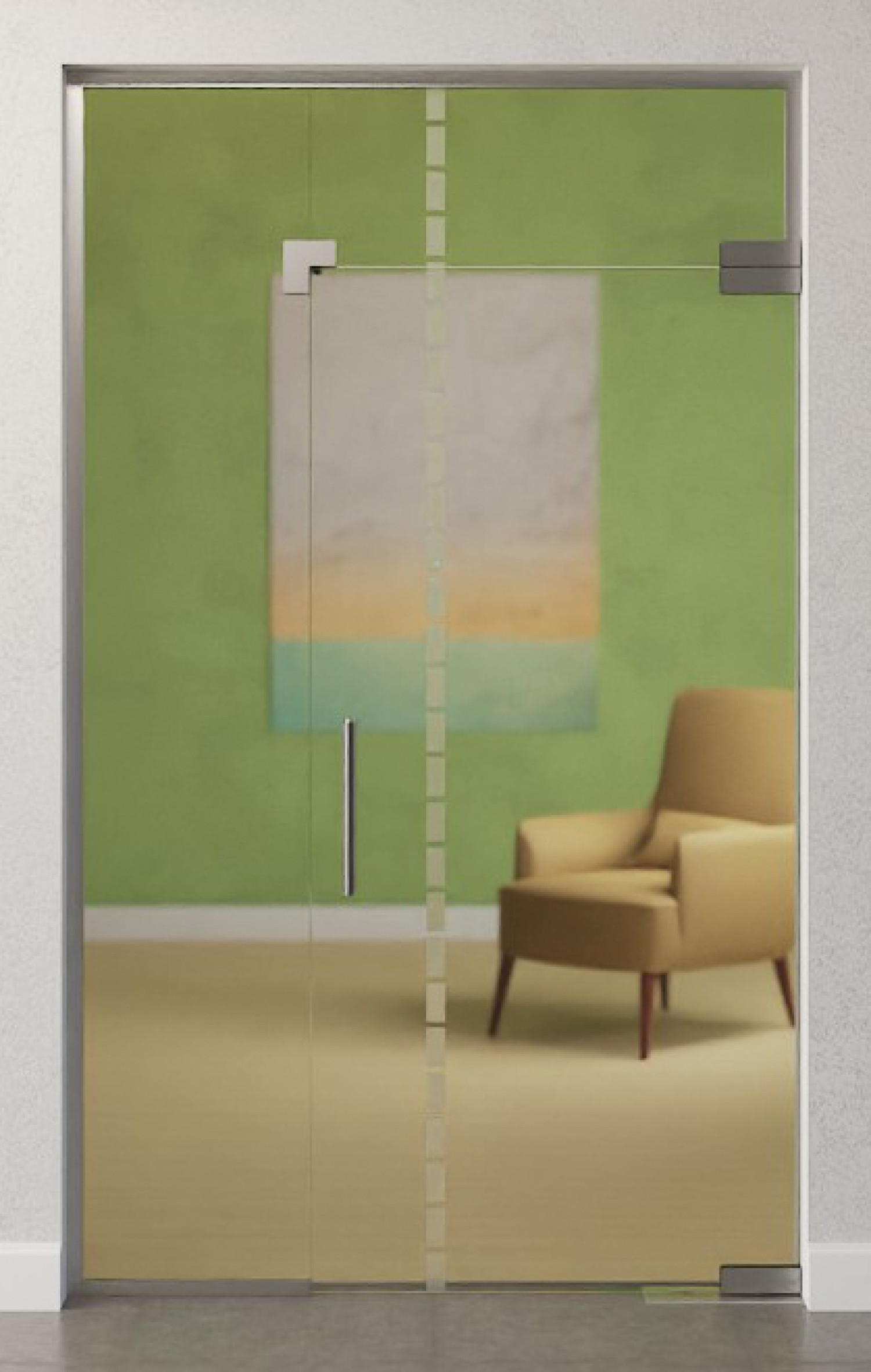 Bild von Algo Motiv matt Glaspendeltür mit festem Seitenteil und Oberlicht DORMA Mundus BTS Variante 8 - Erkelenz