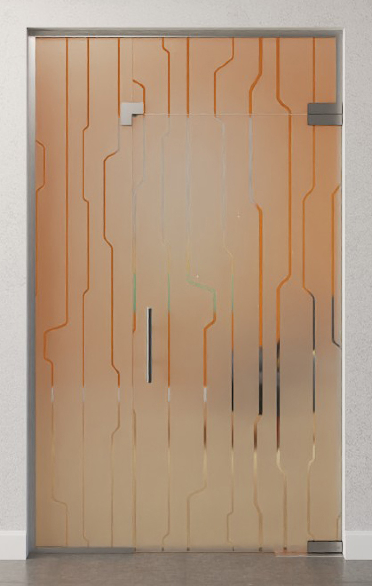 Bild von Curves Motiv klar Glaspendeltür mit festem Seitenteil und Oberlicht DORMA Mundus BTS Variante 8 - Erkelenz