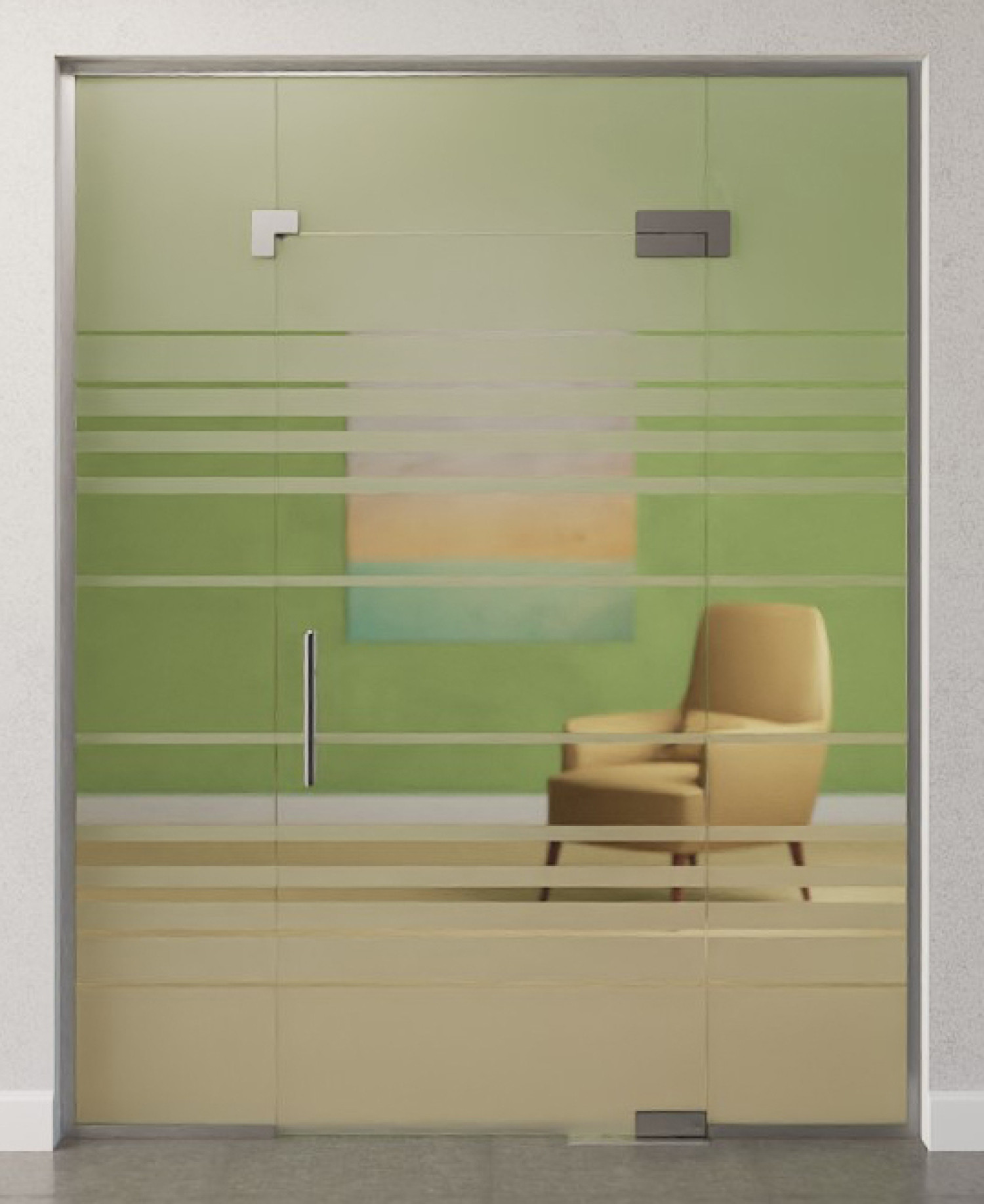 Bild von Selina Motiv klar Glaspendeltür mit zwei festen Seitenteilen und Oberlicht DORMA Mundus BTS Variante 9 - Erkelenz
