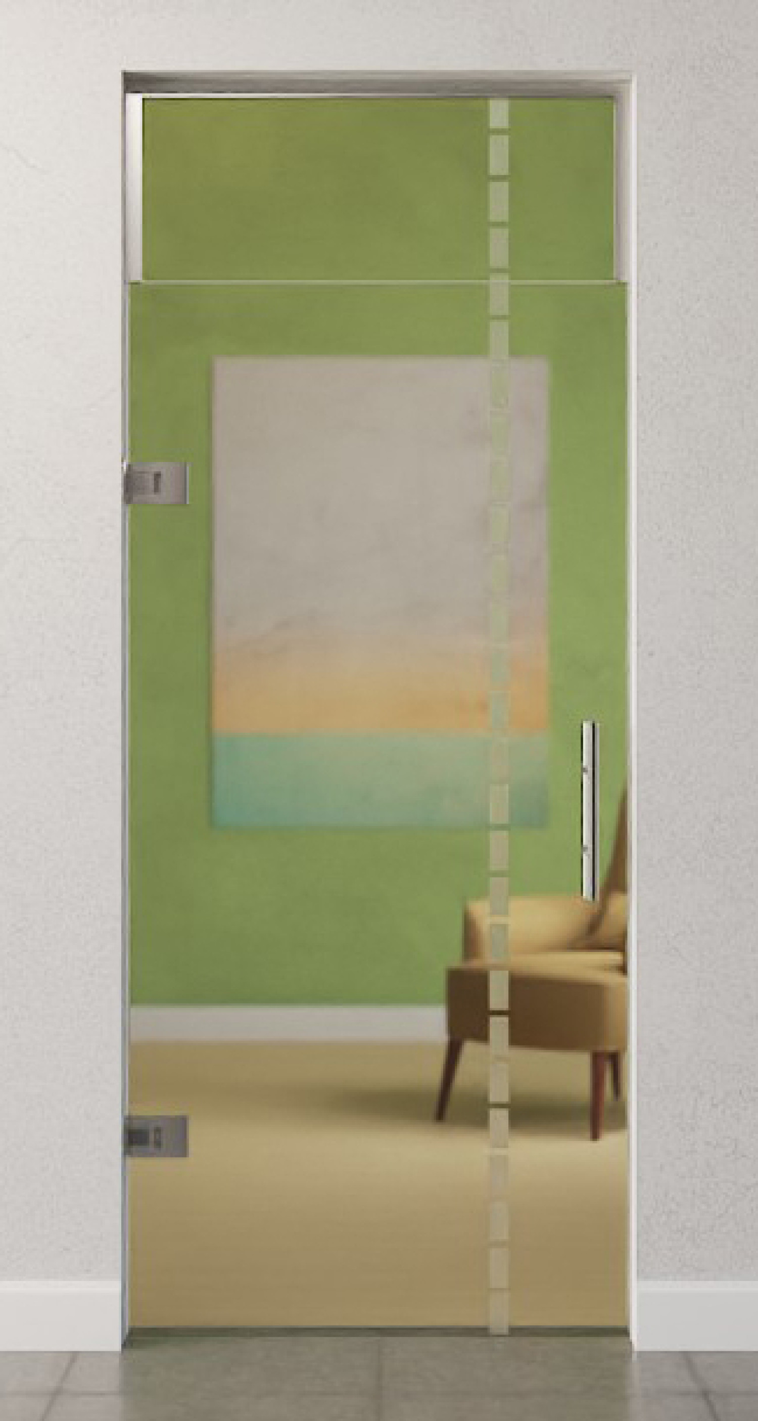 Bild von Algo Motiv matt Glaspendeltür mit Oberlicht DORMA Tensor Variante 1 - Erkelenz