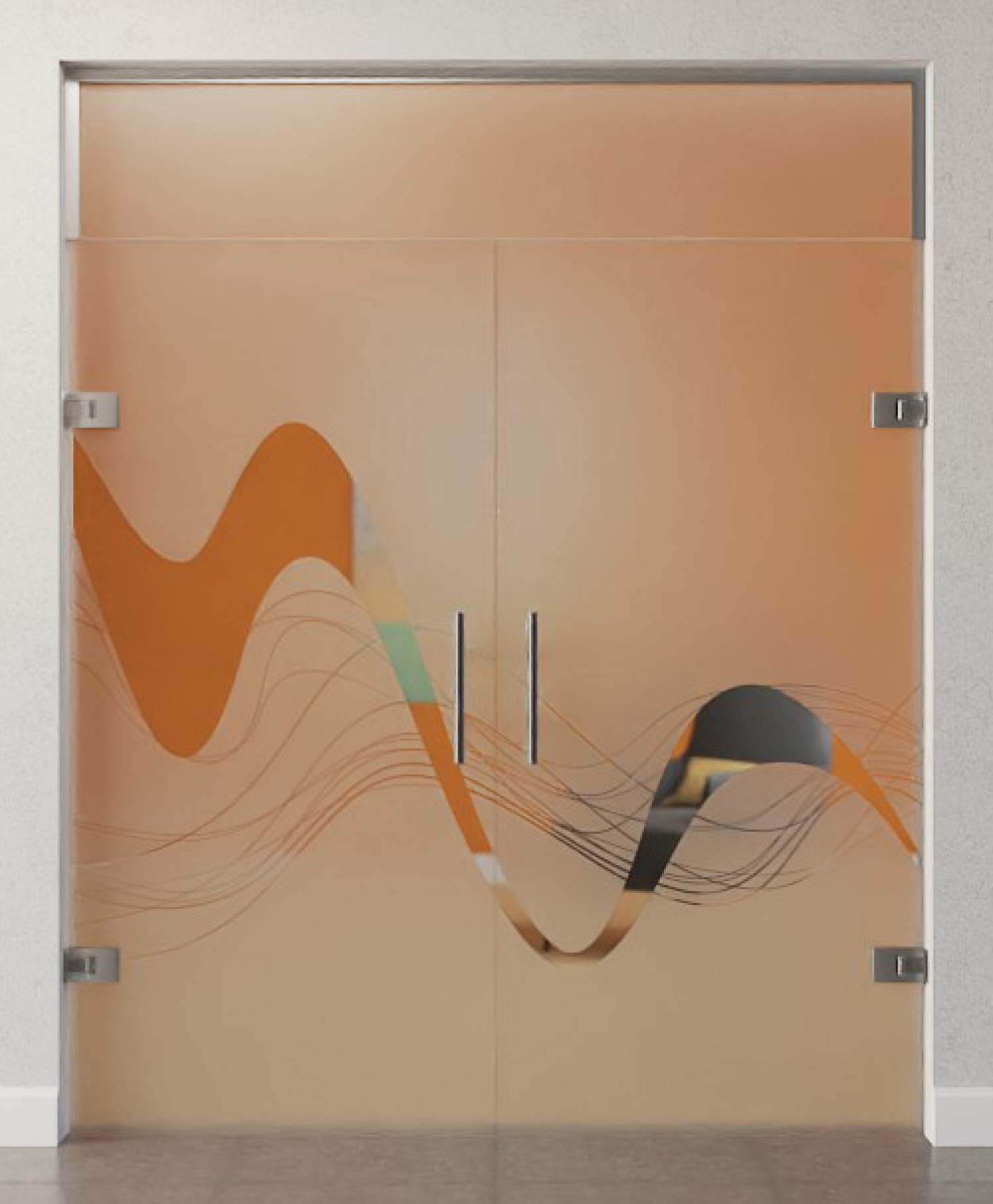 Bild von Sinus 2 Motiv klar 2-flg. Glaspendeltür mit Oberlicht DORMA Tensor Variante 2 - Erkelenz