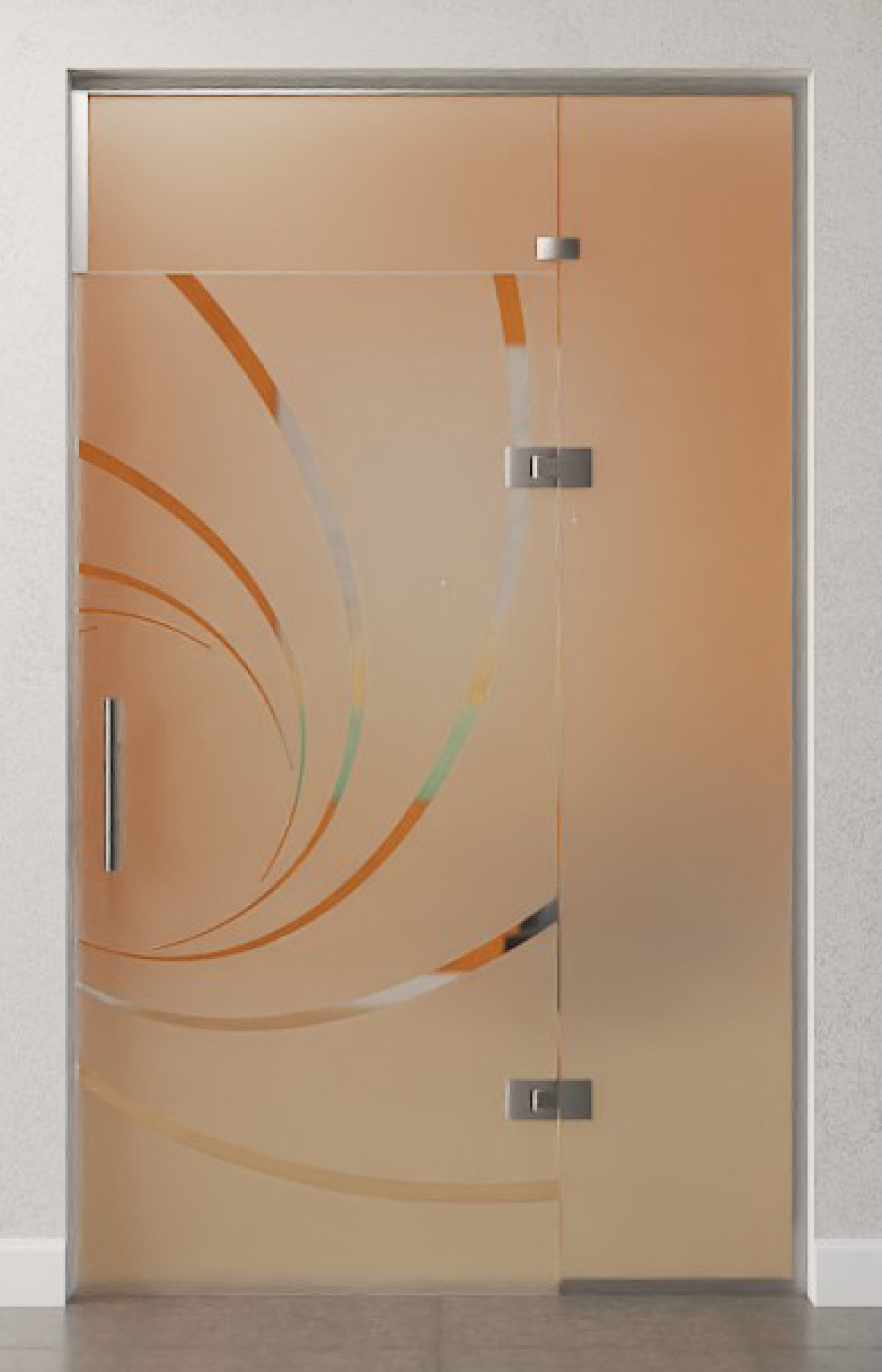 Bild von Cristall Motiv klar Glaspendeltür mit festem Seitenteil und Oberlicht DORMA Tensor Glas an Glas Variante 4 - Erkelenz