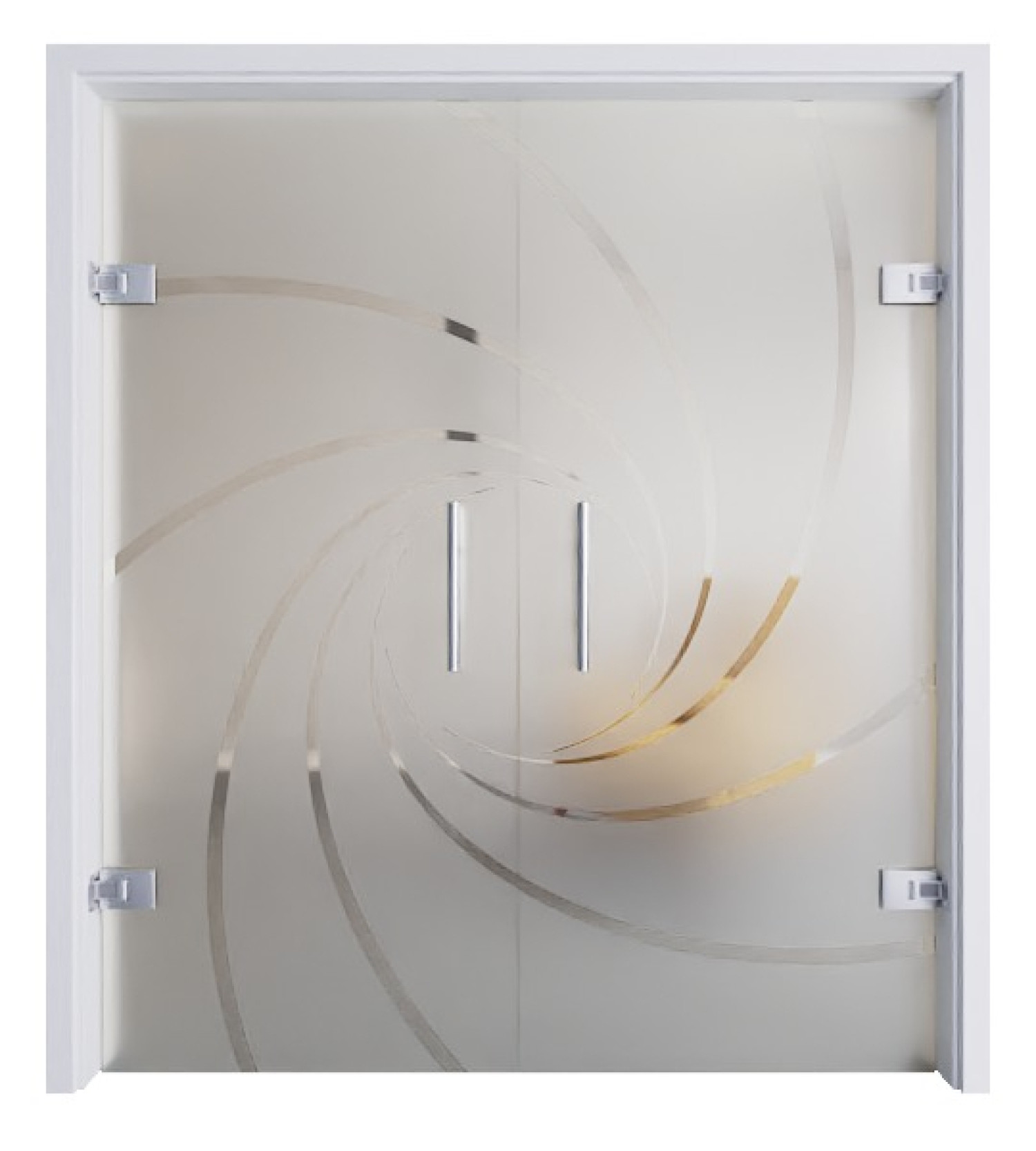 Ansicht von Cristall Klassisch Matt Ganzglas Doppelflügel-Pendeltür mit Motiv klar - Erkelenz