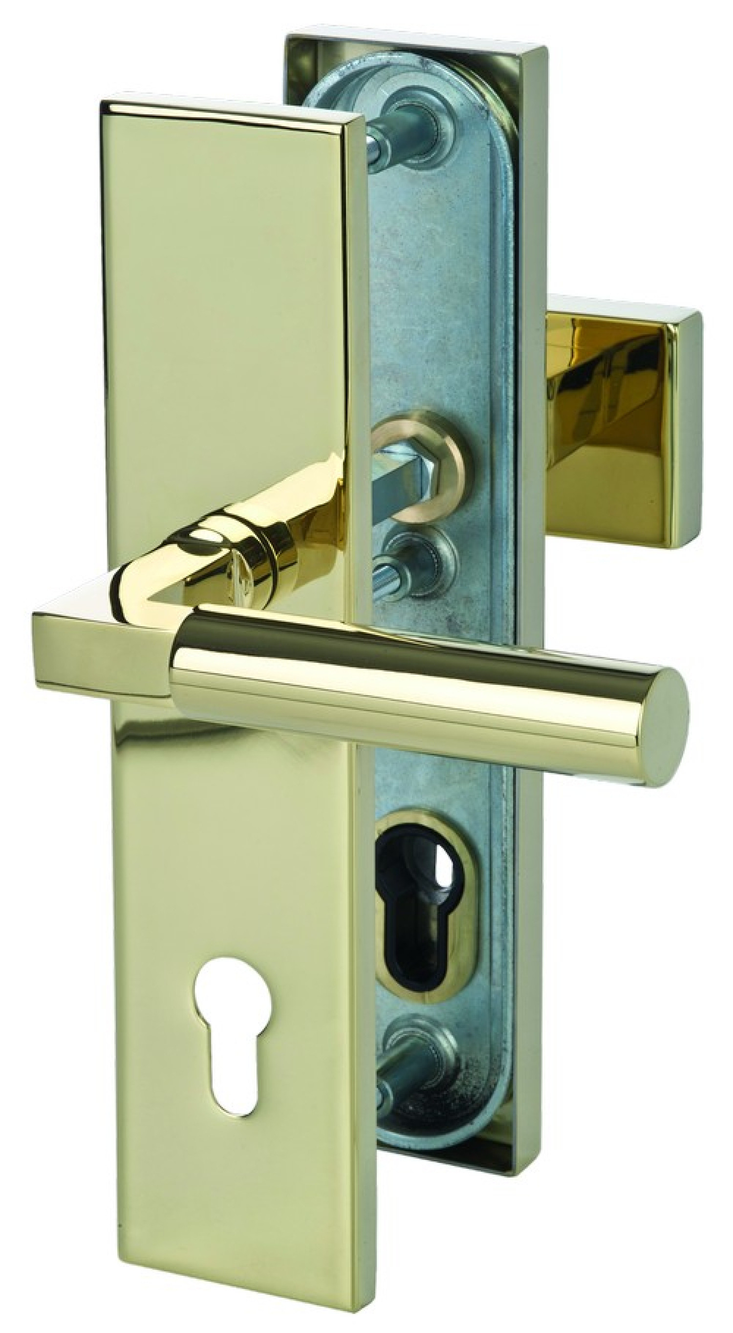 Sicura Alaska Square-LS/LS Robusta Gold-pol. Schutzbeschlag für Wohnungseingangstüren mit Zylinderabdeckung - Südmetall
