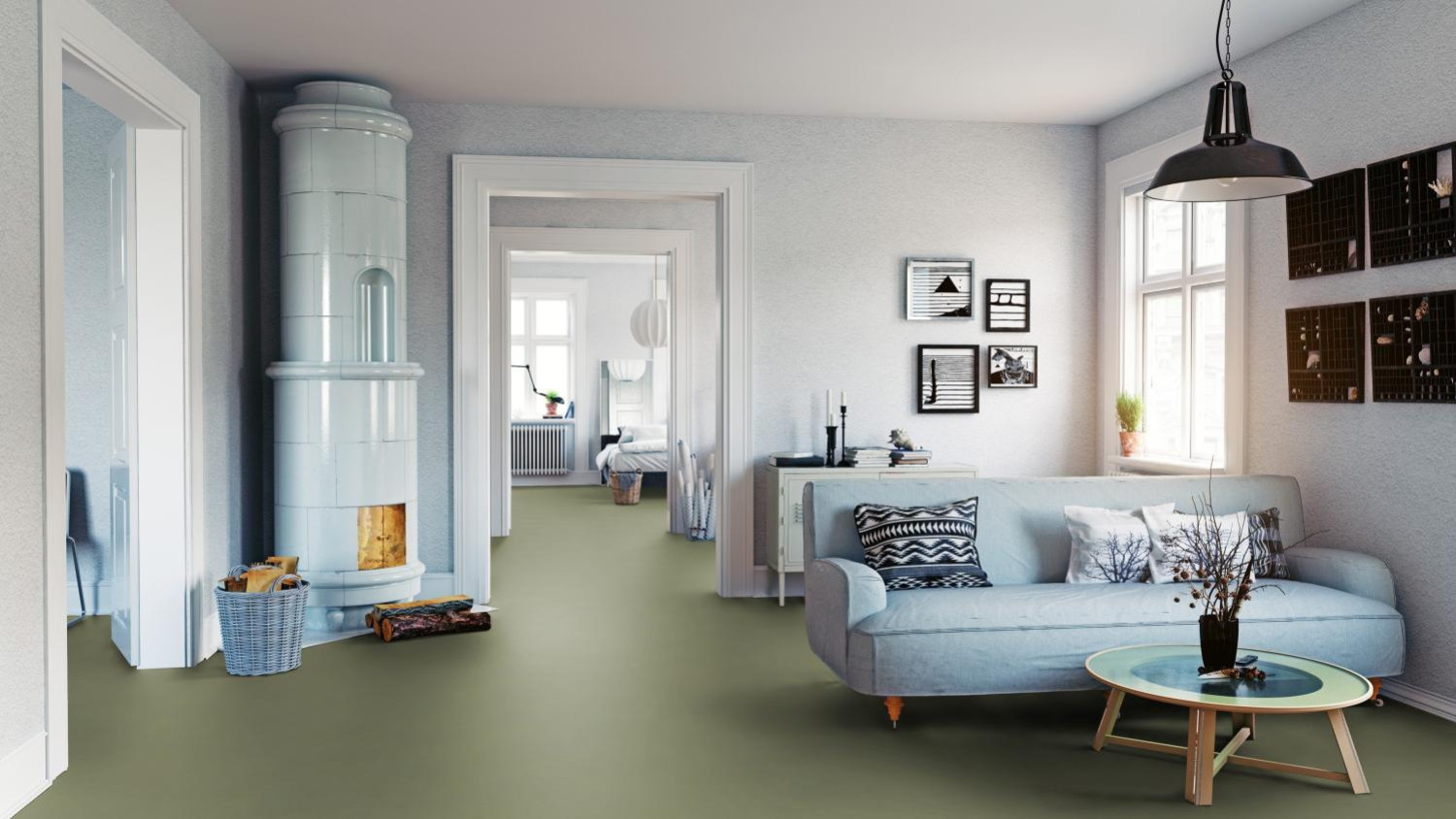 Ansicht Rosemary green 30x30 cm Natürlicher Designboden Marmoleum Click - Forbo Flooring Bild 1