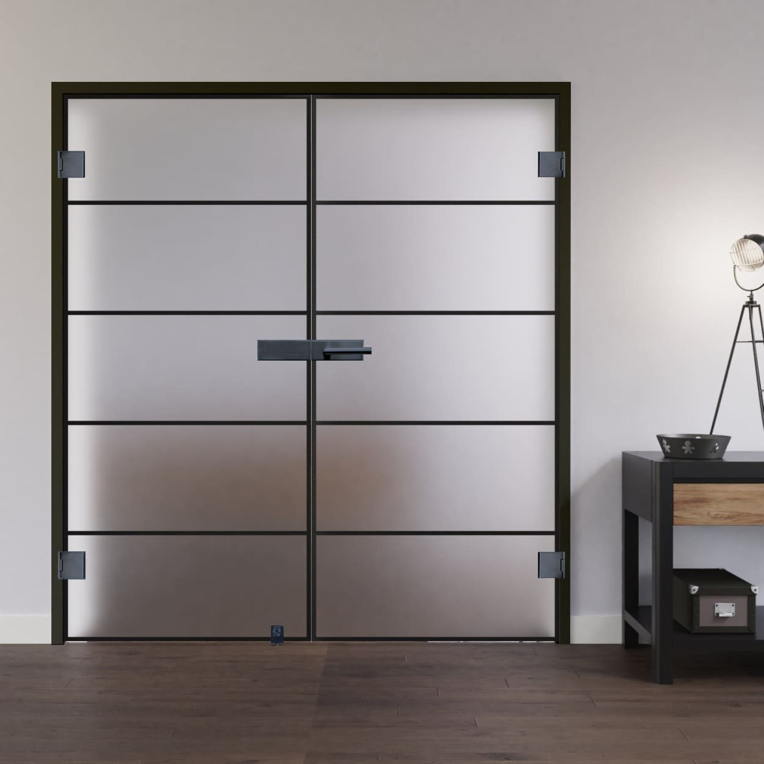 Ansicht von Black Signature DFT 620 Satiniert Ganzglas Doppelflügeltür - Lienbacher Glas