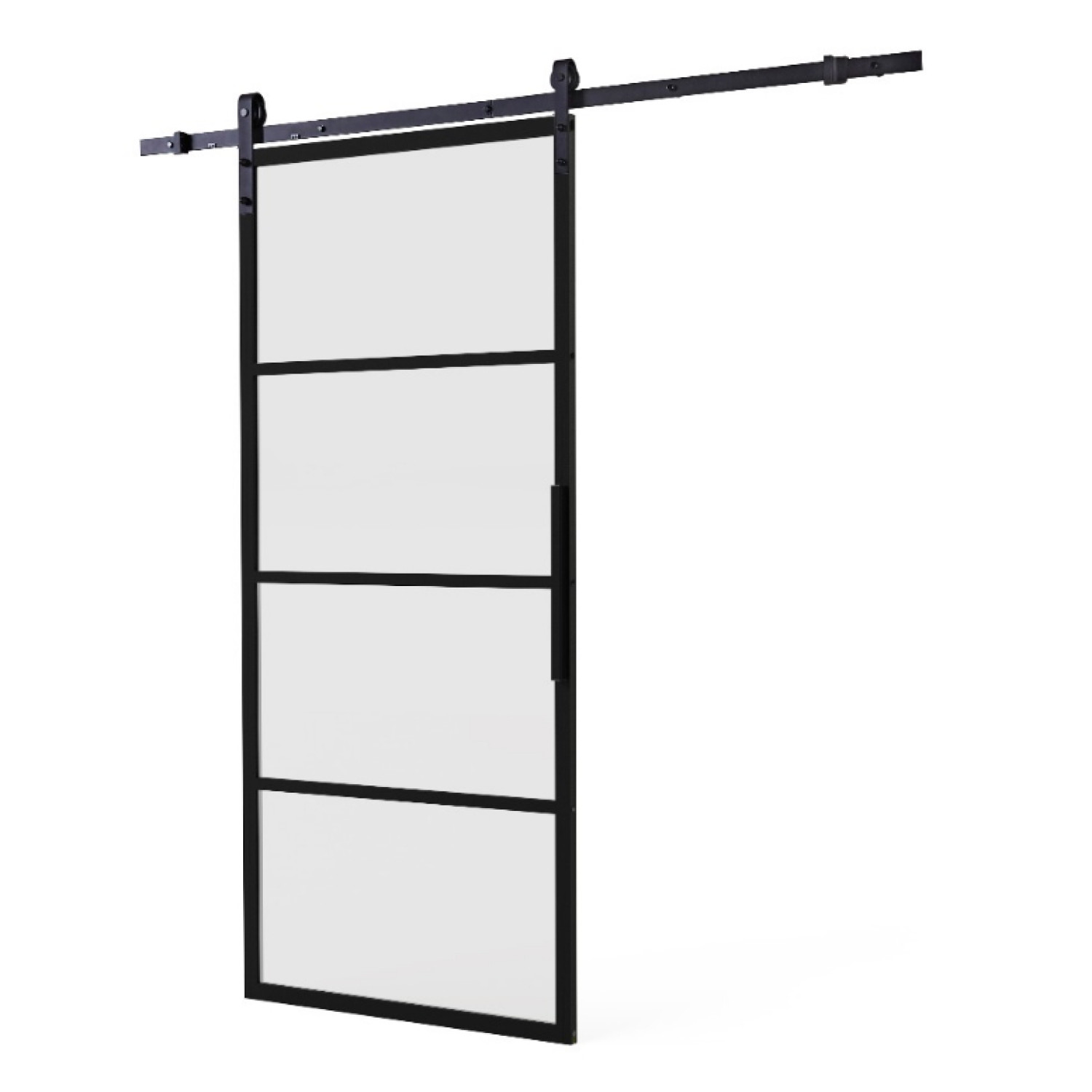 Cubo Matt schwarz Glasschiebetür-Set inkl. Schiebetürsystem Basic - Intersteel