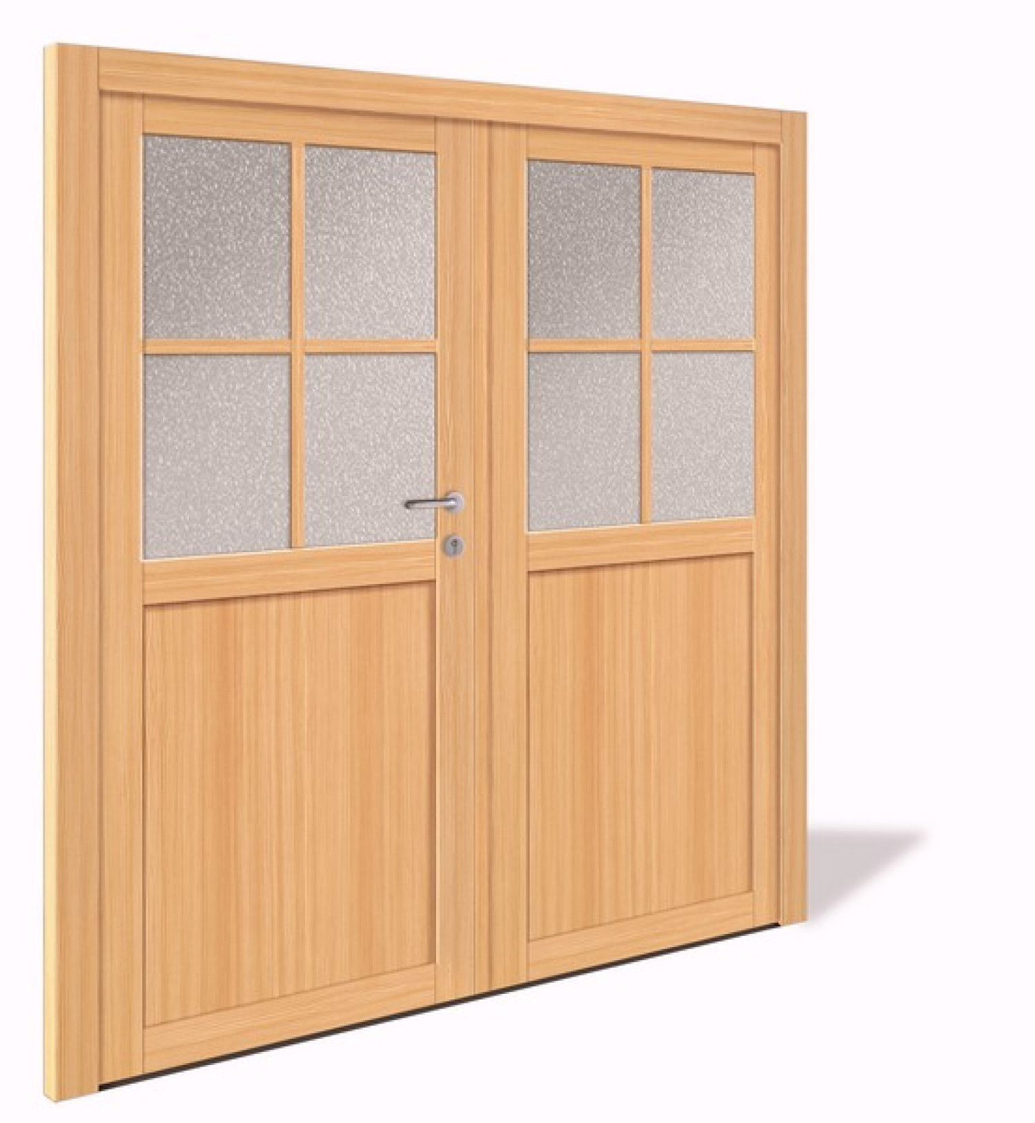 NET 1060-2 Holz Doppelflügel Nebeneingangstür mit Glasausschnitt - Interio
