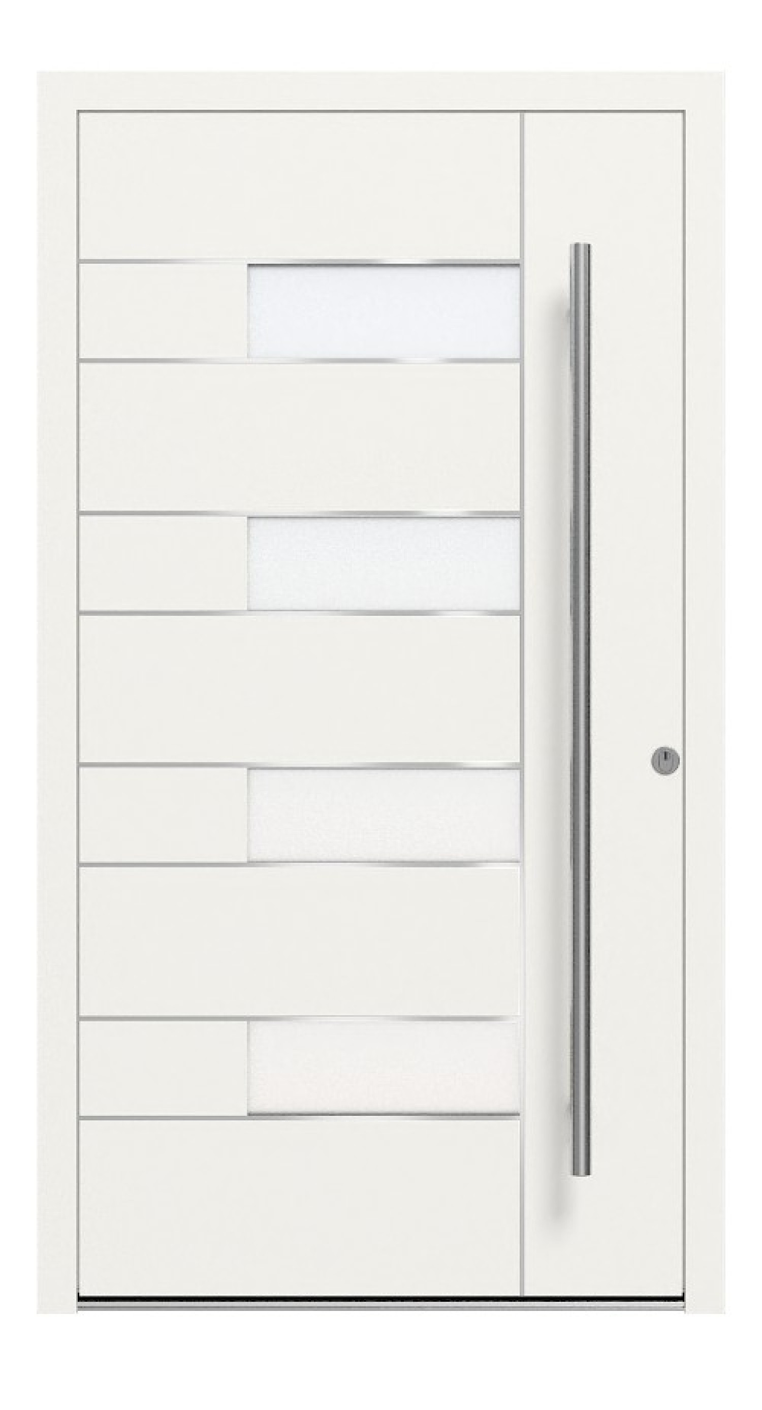Kneer Haustür Alu AT72 1AF 208 RAL 9016-RAL 9016 Frontansicht außen