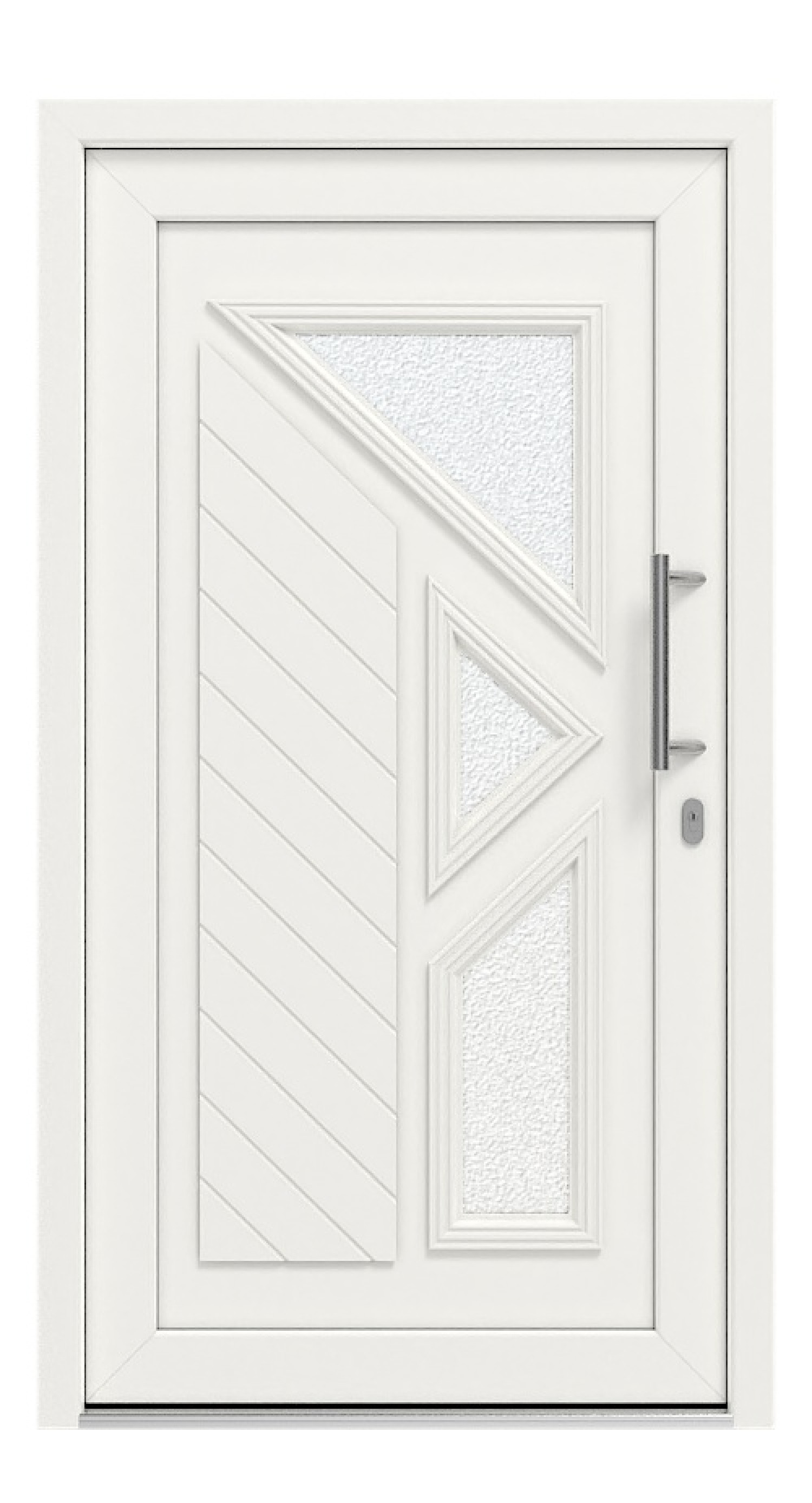 Interio Haustür Kunststoff 4-Sterne 1100 RAL 9016-RAL 9016 Frontansicht außen