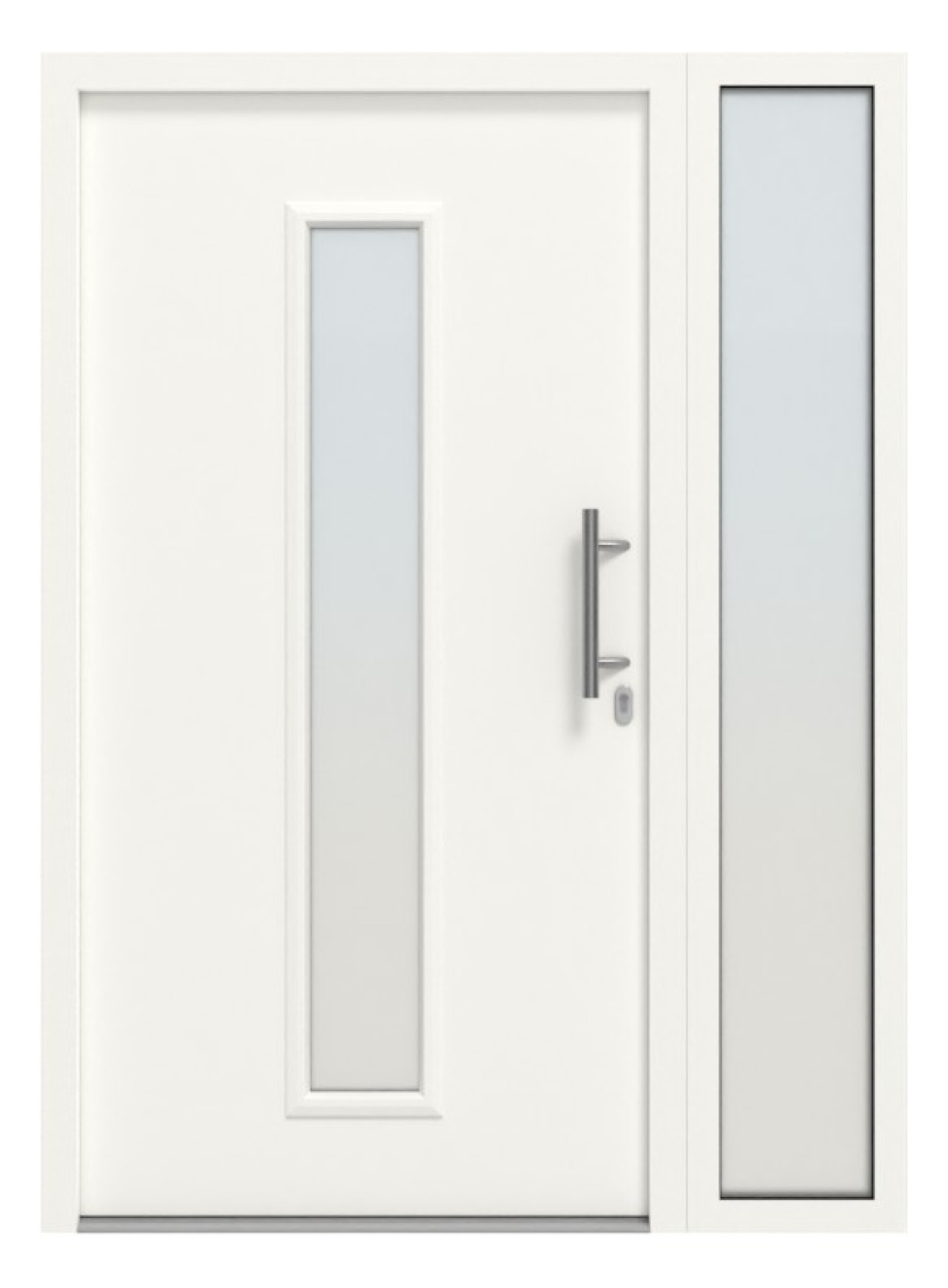Hörmann Haustür Thermo46 020 mit Seitenteil RAL 9016-RAL 9016 Frontansicht außen