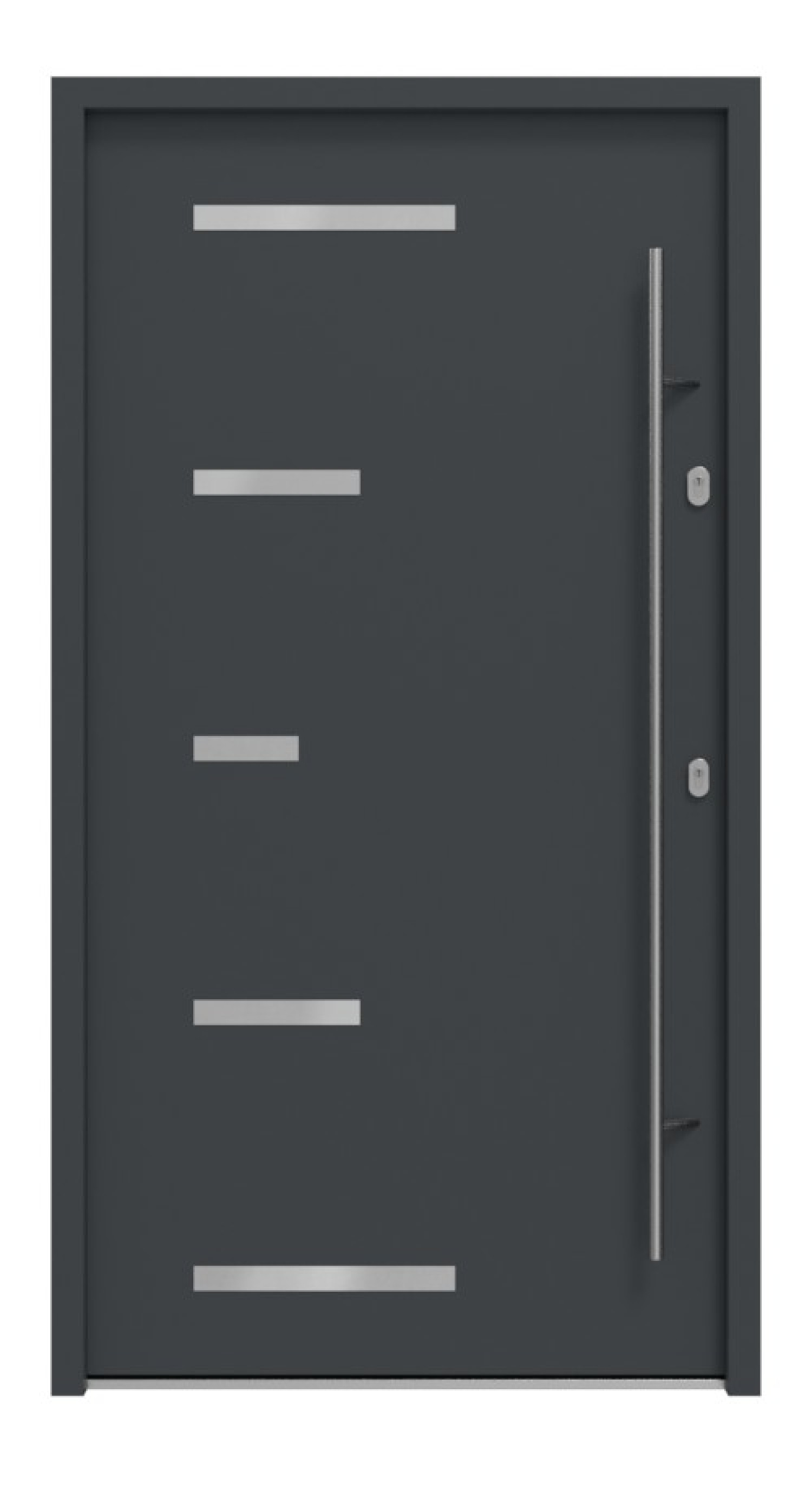 Haustür System S68 2ZA Sparta RAL 7016-RAL 7016 Frontansicht außen