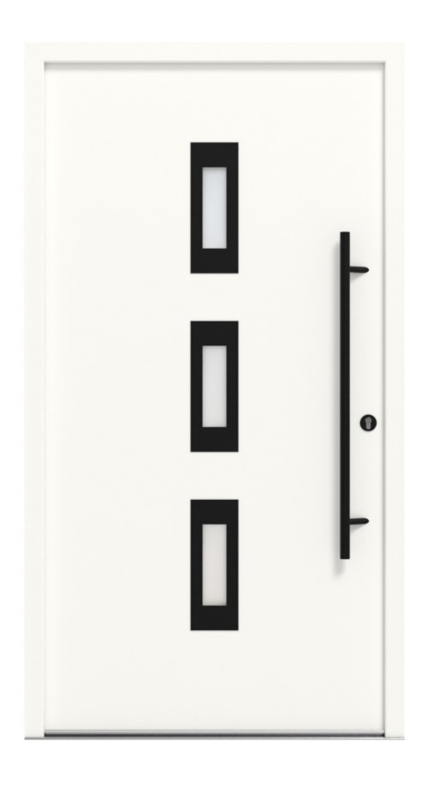 Interio Energiespar-Haustür Stahl-Alu Black Design Motiv B02 RAL 9016-RAL 9016 Frontansicht außen
