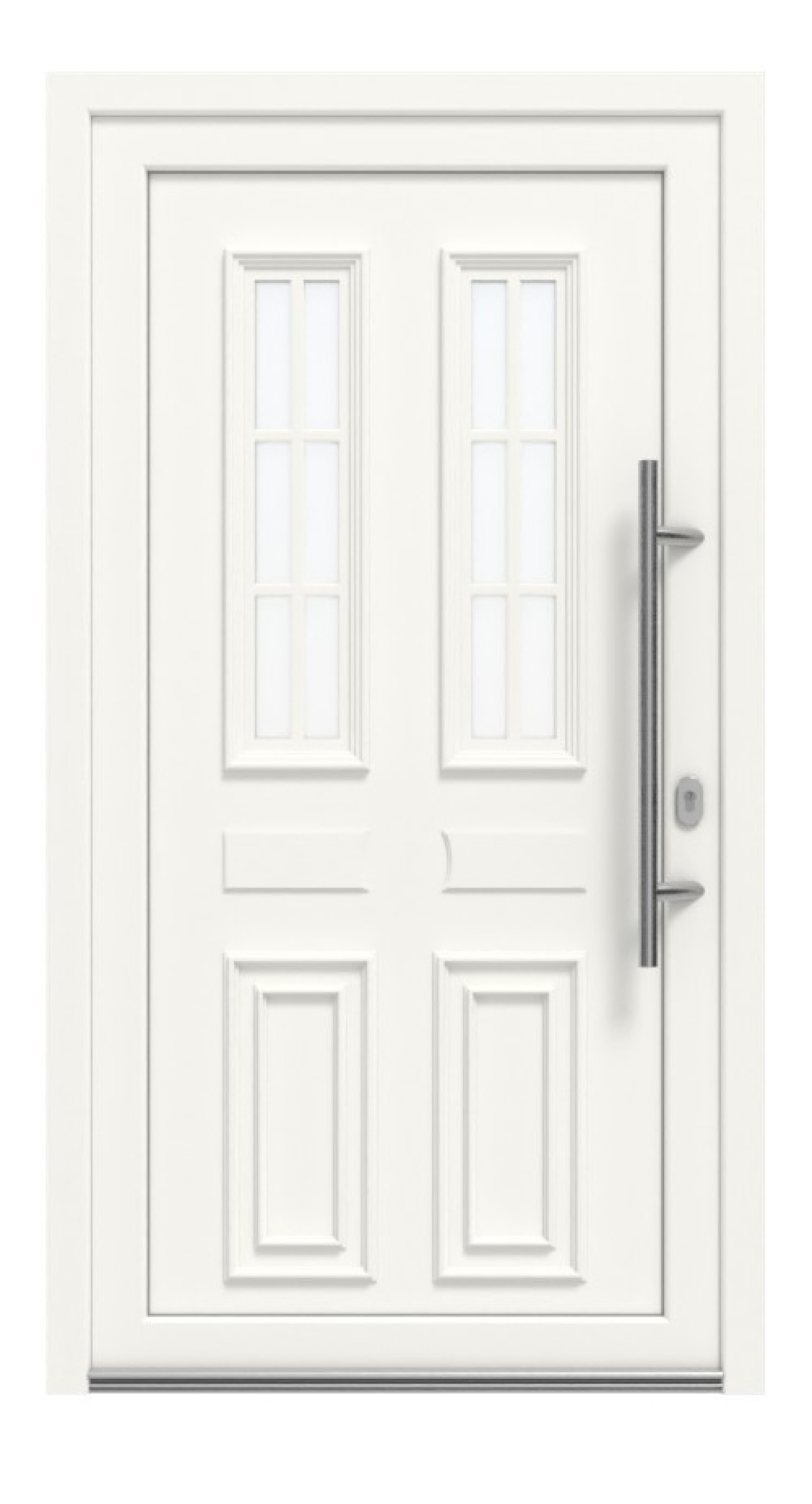 Haustür Kunststoff Premium Plus T043 RAL 9016-RAL 9016 Frontansicht außen