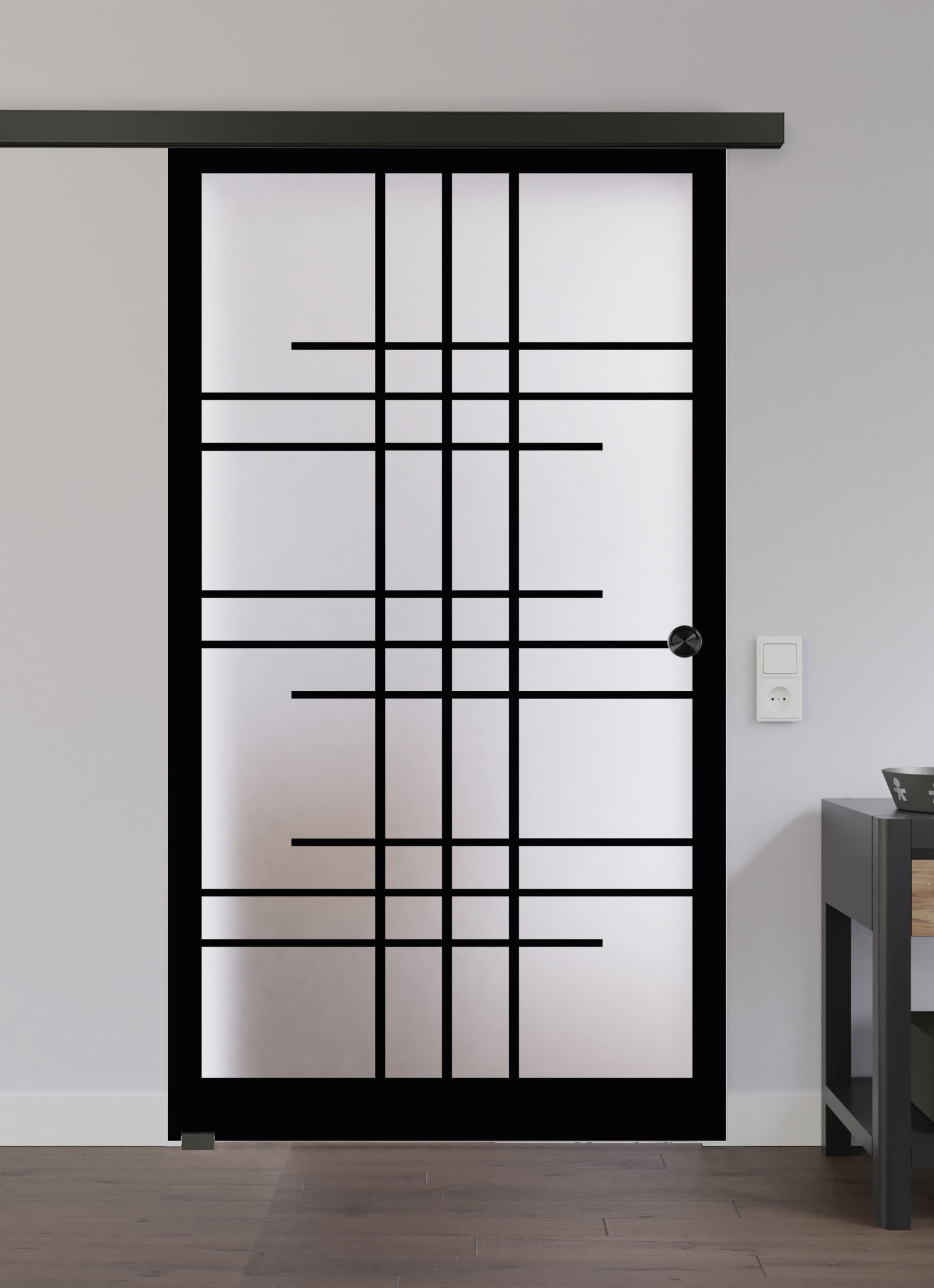 LIENBACHER GLAS Ganzglas Schiebetür Modell 624 Black Signature Satiniert