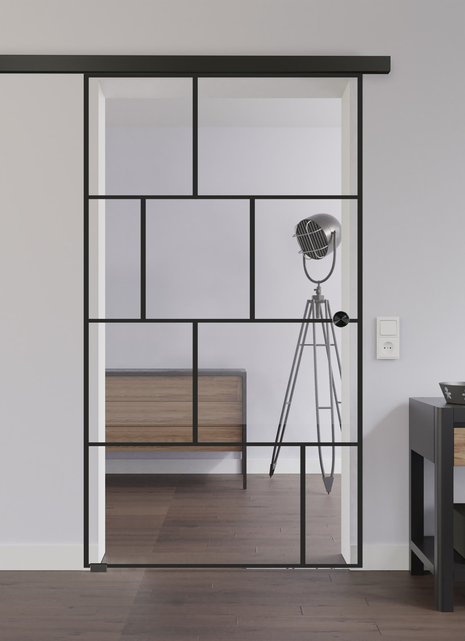 LIENBACHER GLAS Ganzglas Schiebetür Modell 649 Black Signature Klarglas