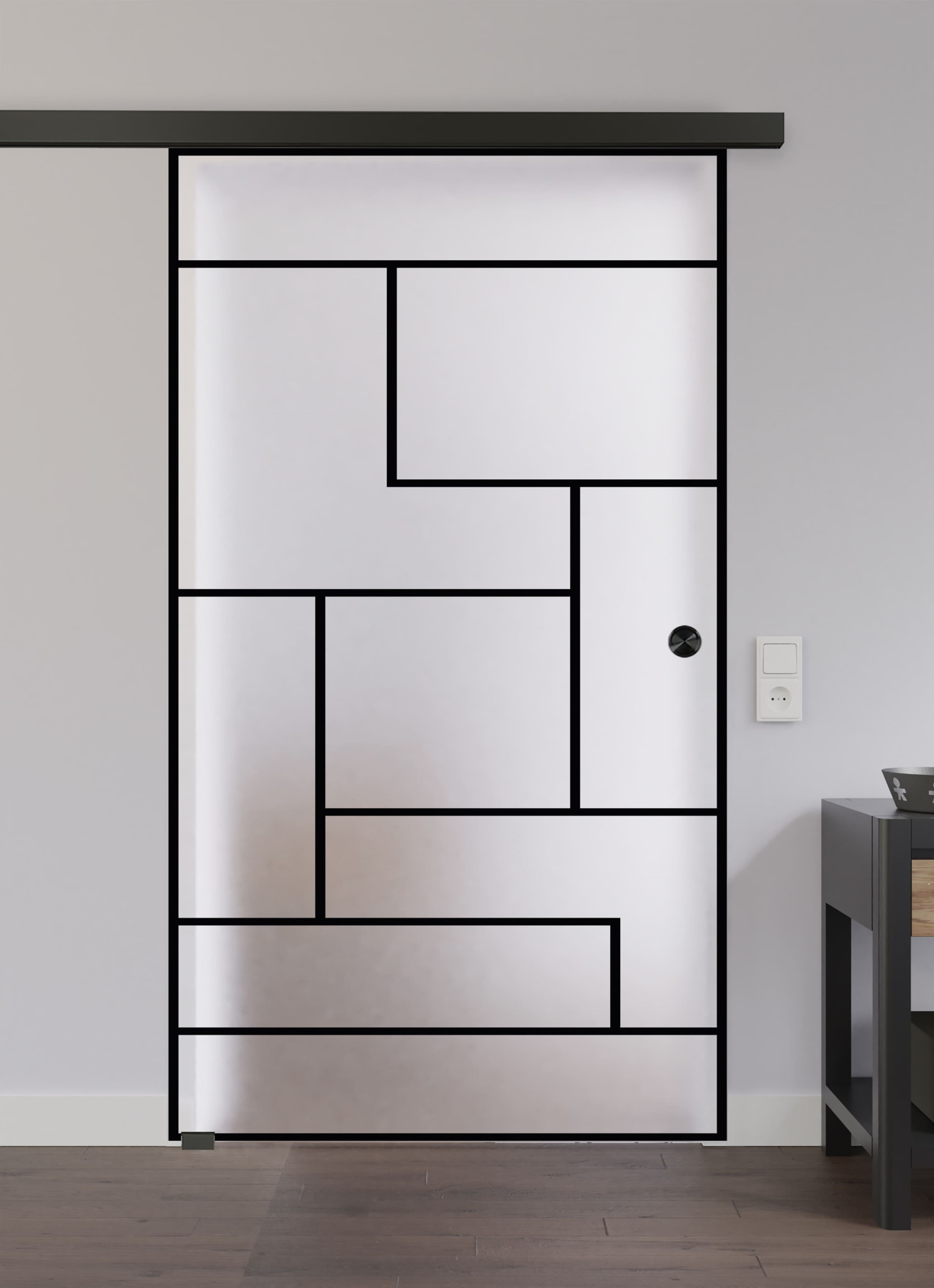 LIENBACHER GLAS Ganzglas Schiebetür Modell 650 Black Signature Satiniert