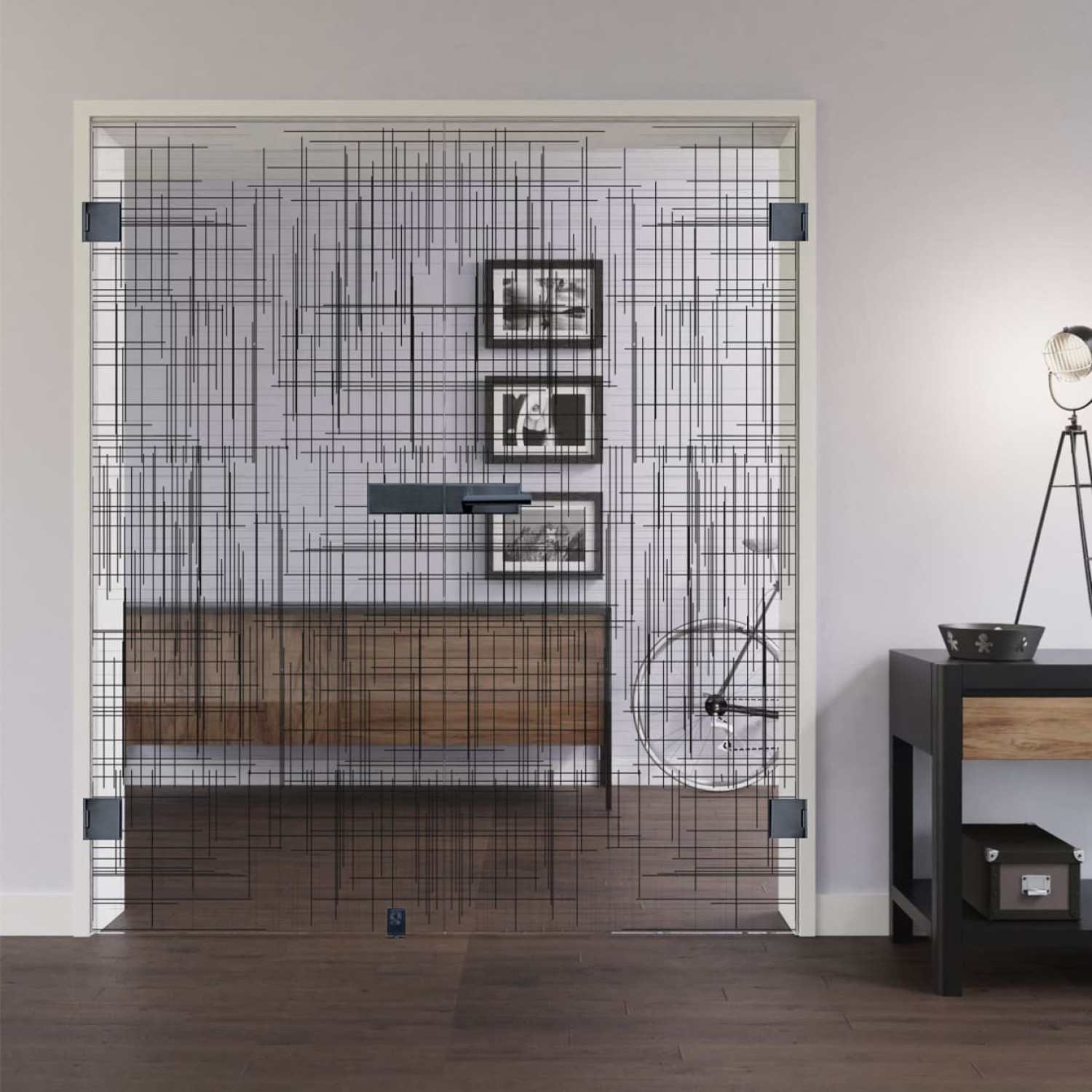 LIENBACHER GLAS Ganzglas Doppelflügeltür Modell 630 Black Signature Klarglas