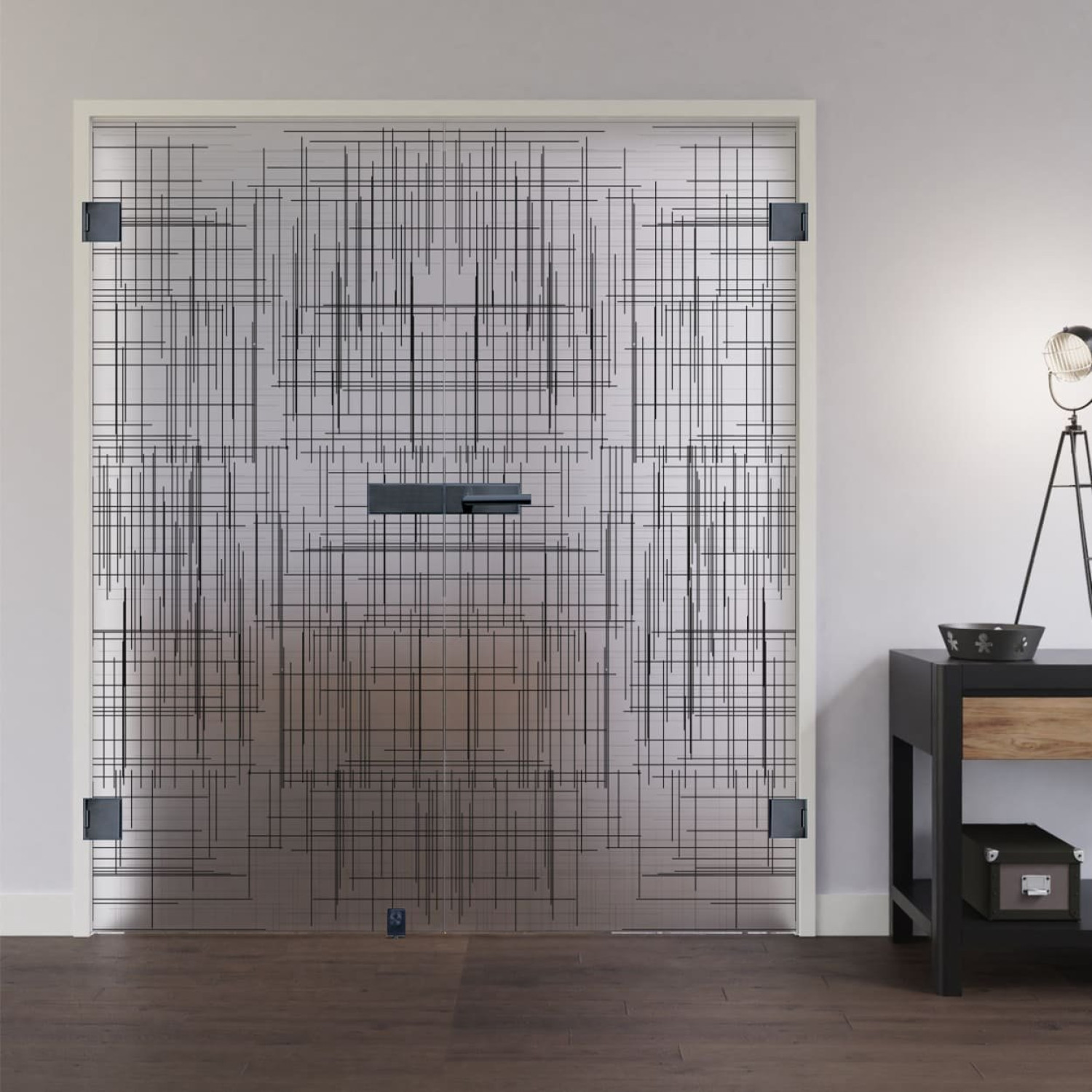 Ansicht von LIENBACHER GLAS Ganzglas Doppelflügeltür Modell 630 Black Signature Satiniert