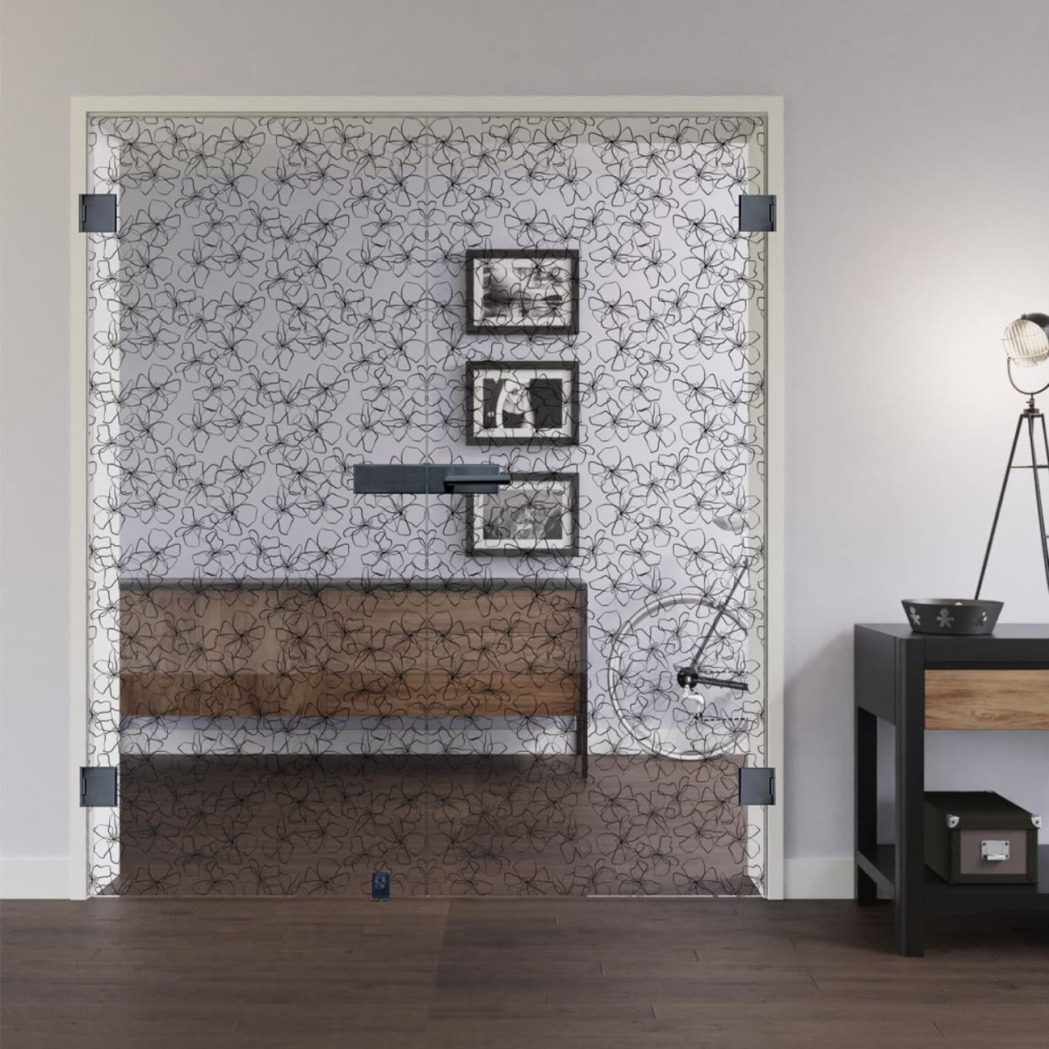 LIENBACHER GLAS Ganzglas Doppelflügeltür Modell 631 Black Signature Klarglas