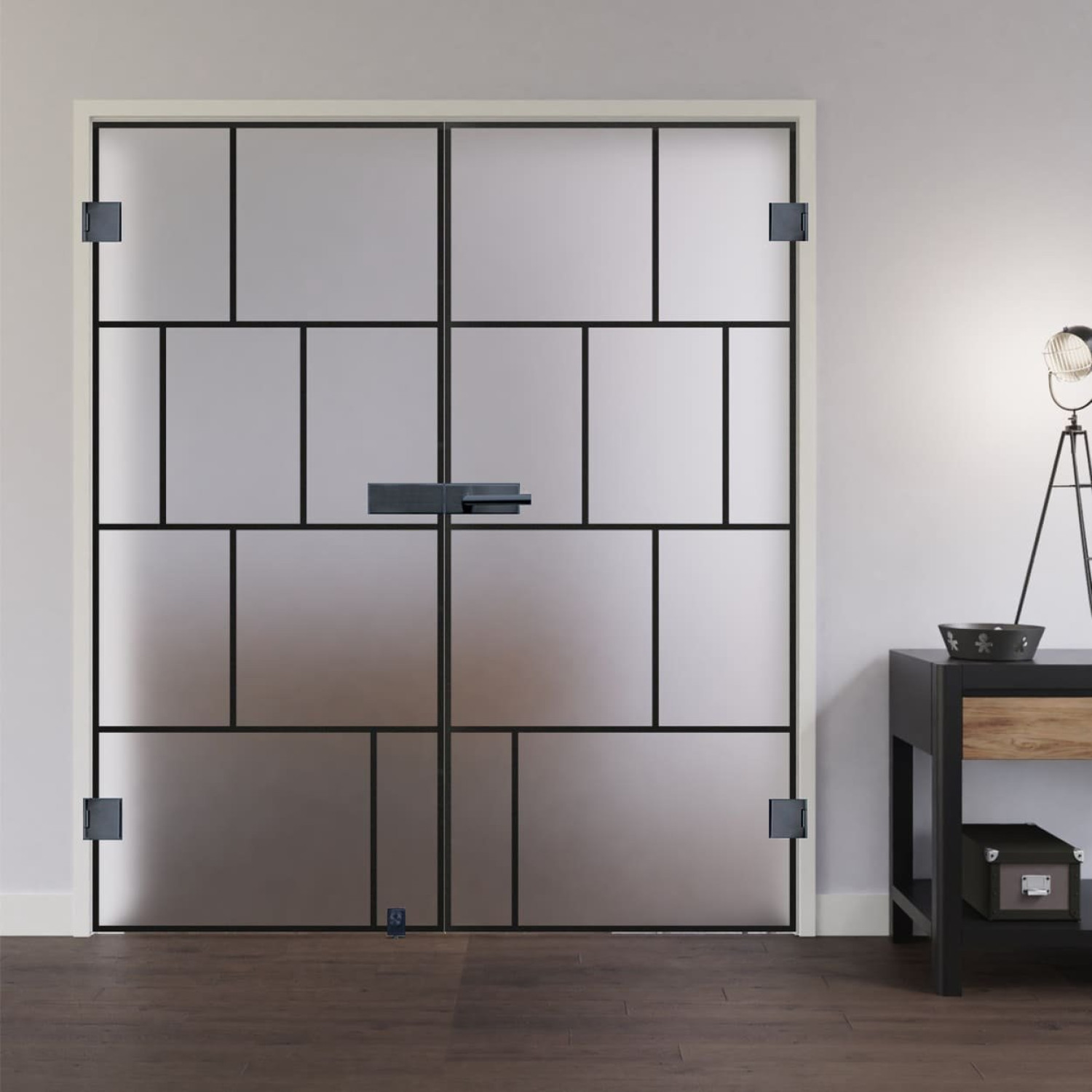 Ansicht von LIENBACHER GLAS Ganzglas Doppelflügeltür Modell 649 Black Signature Satiniert