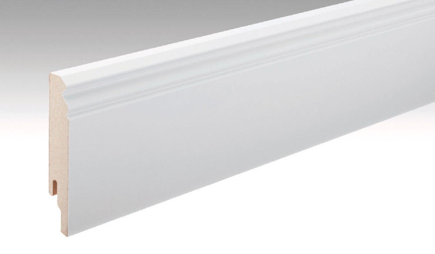 Neutrale, weiße Fußleiste Profil 12 PK (2380 x 18 x 100 mm) (streichfähig) - MEISTER
