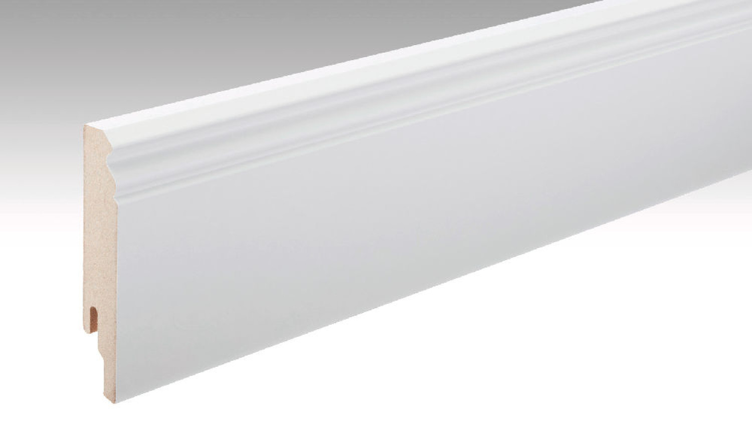 Neutrale, weiße Fußleiste Profil 12 PK (2380 x 18 x 100 mm) - MEISTER