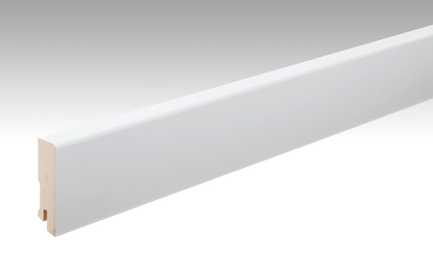 Neutrale, weiße Fußleiste Profil 15 MK (2380 x 16 x 60 mm) - MEISTER