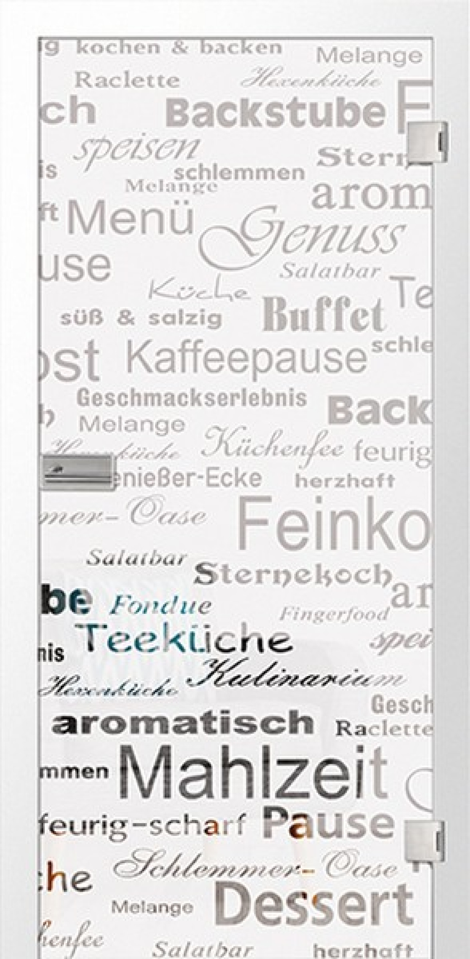 ERKELENZ Glastür Picante Mattierung mit Motiv klar
