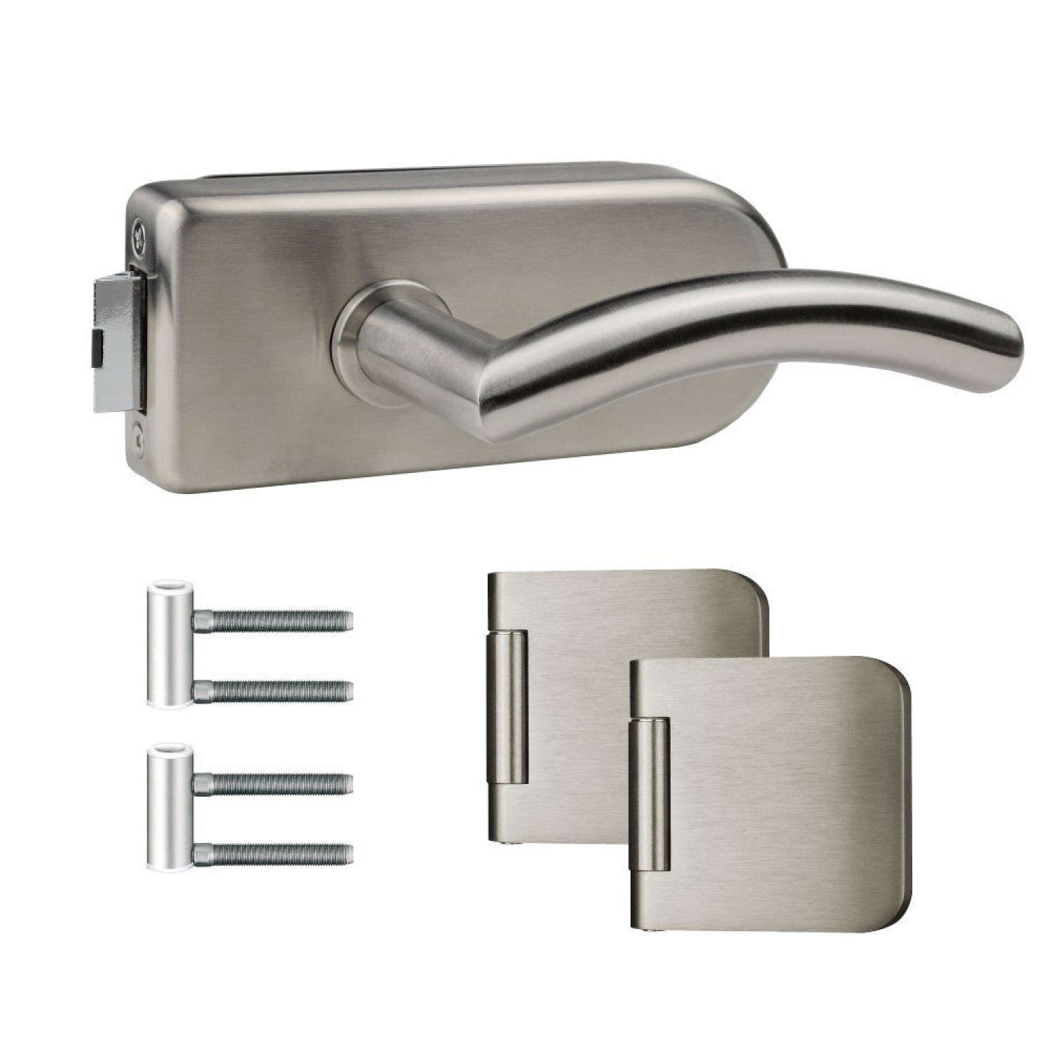 LIENBACHER GLAS Beschlagset für Glastüren Private Line Classik UV Edelstahl matt mit Drückerpaar Swing