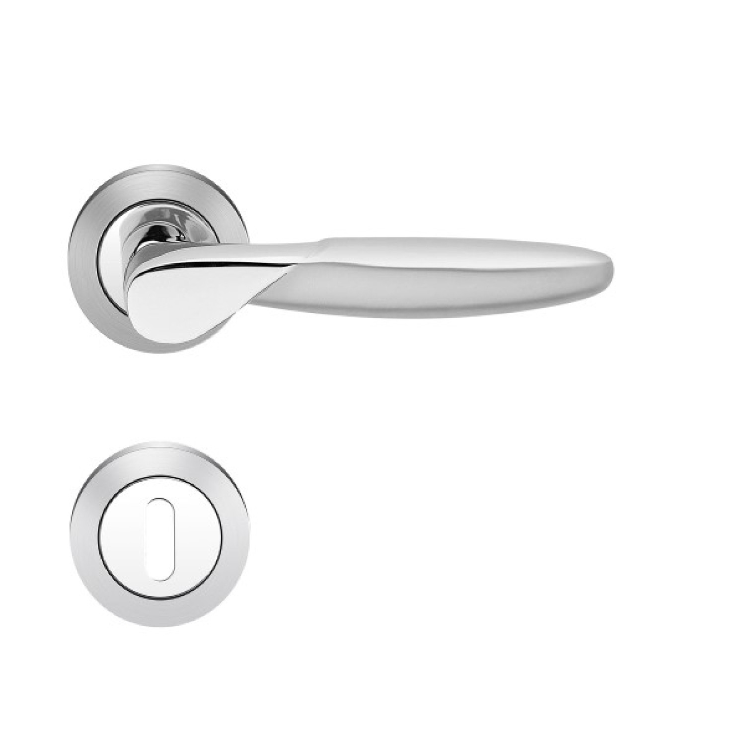 Orlando R42 Chrom/Chrommatt Rundrosette Zimmertürgarnitur BB - Karcher Design