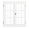 GARANT Doppelflügeltür inkl. Zarge D354-60 Designer White Resopal mit Lichtausschnitt LA-3 Sprosse SP2