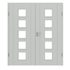 HÖRMANN Doppelflügeltür Groove 16 Grau RAL 7035 Lack DesignLine mit Lichtausschnitt LA 5 mit Zarge