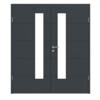 HÖRMANN Doppelflügeltür Groove 27 Anthrazit RAL 7016 Lack DesignLine mit Lichtausschnitt LA 24 schlossseitig mit Zarge