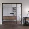 LIENBACHER GLAS Ganzglas Doppelflügeltür Black Signature DFT 621 mit Streifen Klarglas