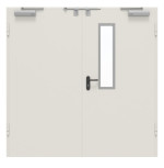 Frontansicht von Innentür-Set 2-flg. Stahl mit Feuerschutzfunktion H16-2 OD mit Rechteckverglasung Ausschnitt 1 im Gehflügel inkl. Eck- und Ergänzungszarge Vario B53 - Hörmann