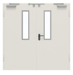 Frontansicht von Innentür-Set 2-flg. Stahl mit Feuerschutzfunktion H16-2 OD mit Rechteckverglasung Ausschnitt 1 inkl. Eck- und Ergänzungszarge Vario B53 - Hörmann