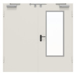Frontansicht von Innentür-Set 2-flg. Stahl mit Feuerschutzfunktion H16-2 OD mit Rechteckverglasung Ausschnitt 3 im Gehflügel inkl. Eck- und Ergänzungszarge Vario B53 - Hörmann