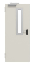 Frontansicht von Außentür-Set Stahl mit Feuerschutzfunktion EI2 30-C5-SA 62-1 mit Rechteckverglasung Ausschnitt 1 inkl. Blockzarge - Teckentrup