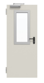 Frontansicht von Außentür-Set Stahl mit Feuerschutzfunktion EI2 30-C5-SA 62-1 mit Rechteckverglasung Ausschnitt 2 inkl. Umfassungszarge - Teckentrup